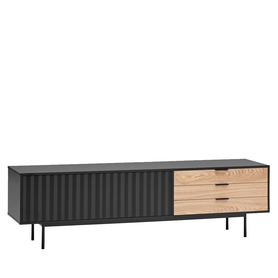 Mobile TV nero e rovere chiaro Sierra di Teulat 180x40 cm