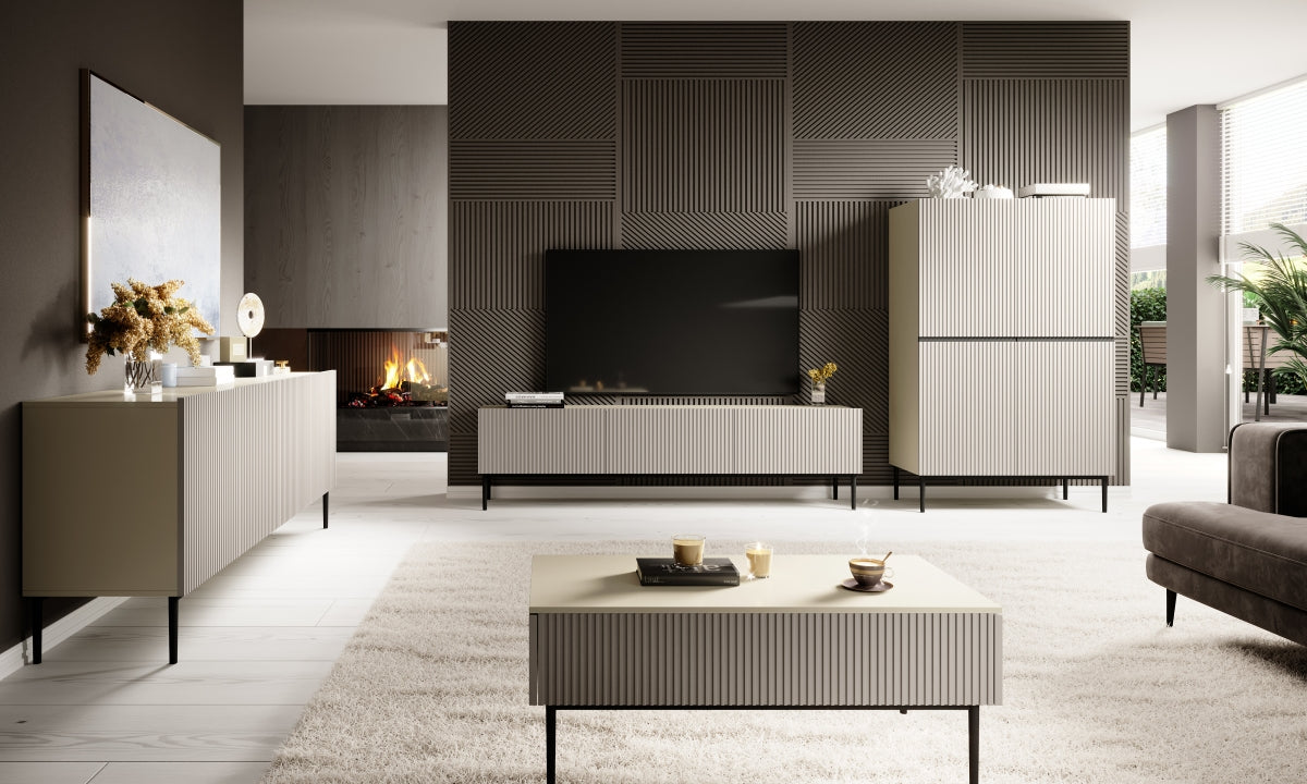 Credenza cachemire 2 ante con piede in metallo nero Nicole 100x160 cm
