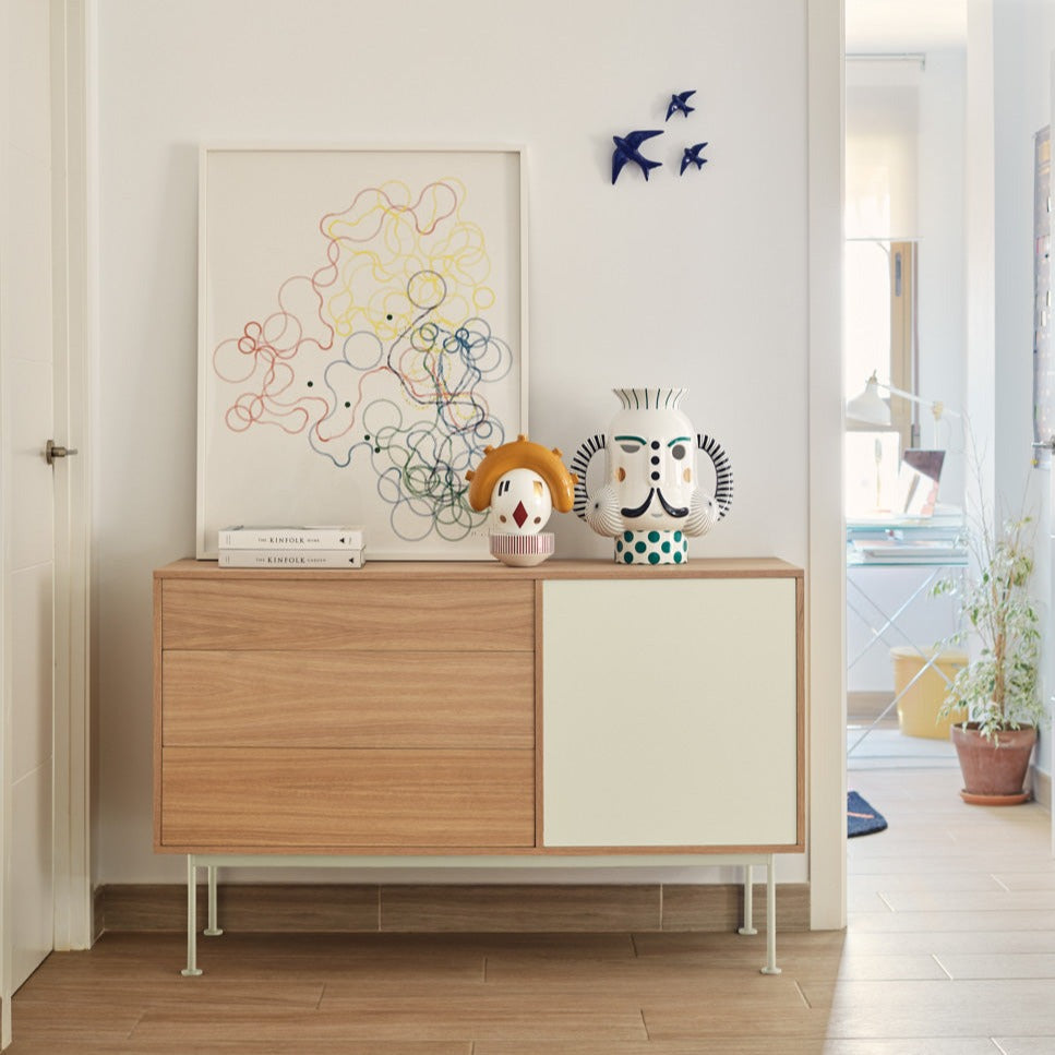 Madia 3 cassetti 1 anta quercia crema Yoko di Teulat 128x81 cm