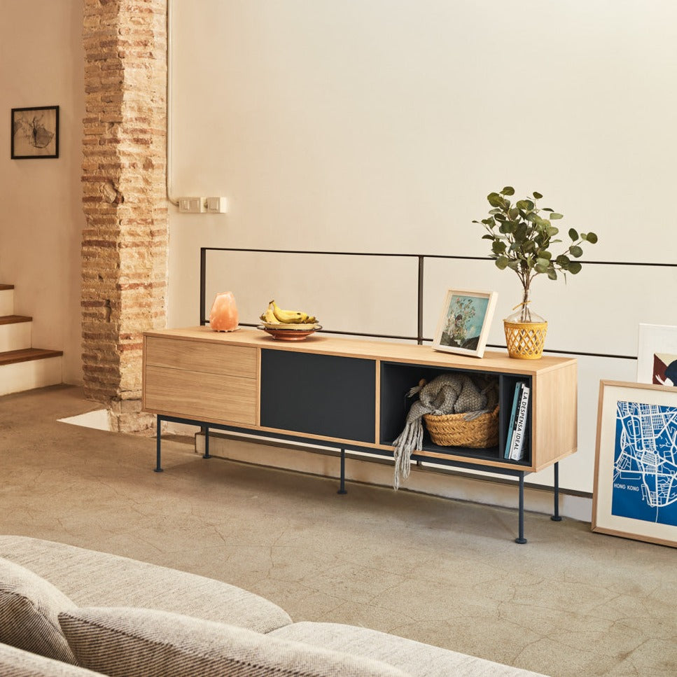 Mobile TV quercia grigio antracite Yoko di Teulat 180x59 cm