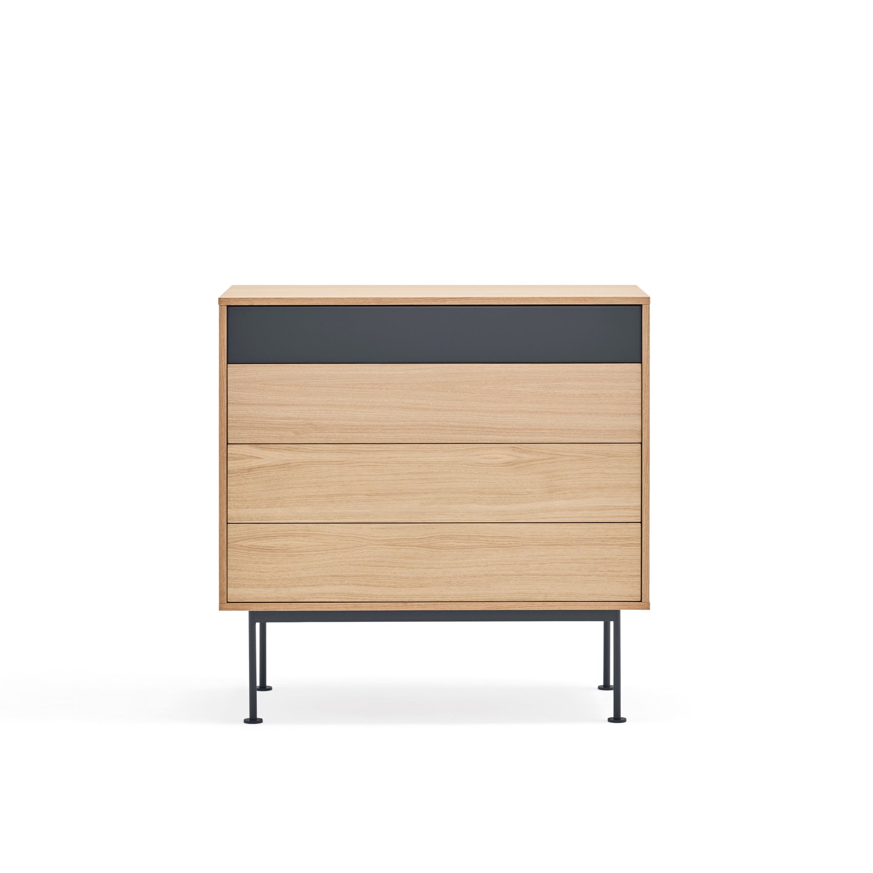 Cassettiera 4 cassetti quercia grigio antracite Yoko 90x91 cm