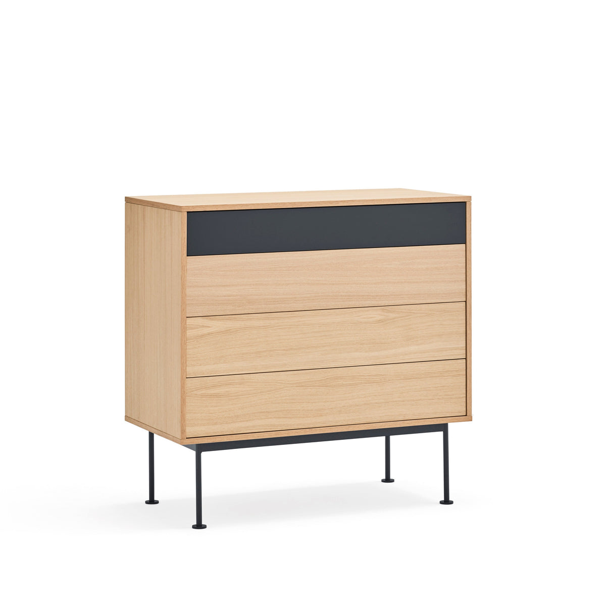 Cassettiera 4 cassetti quercia grigio antracite Yoko 90x91 cm