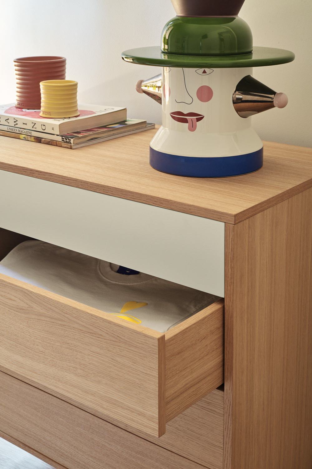 Cassettiera 4 cassetti quercia crema Yoko 90x91 cm