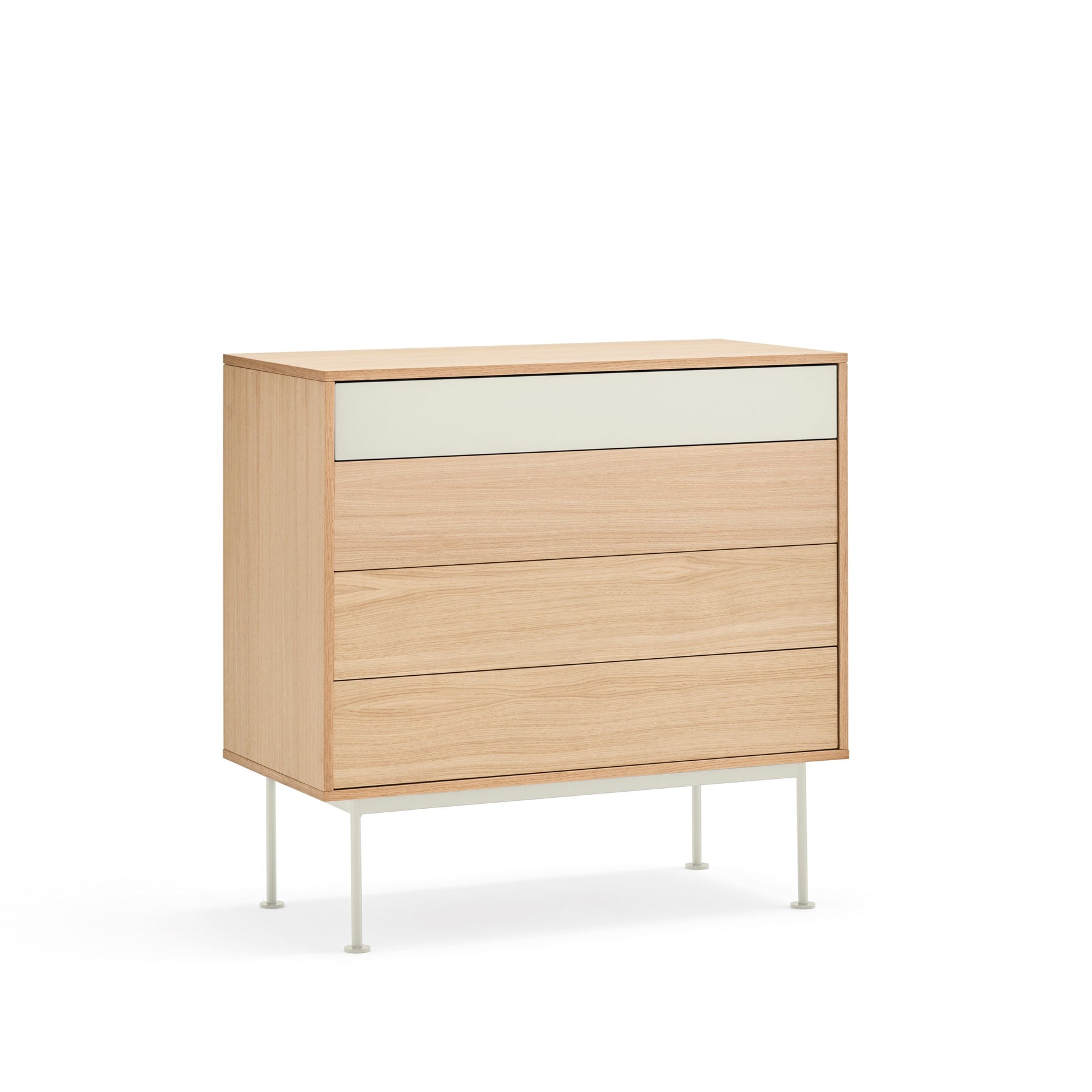 Cassettiera 4 cassetti quercia crema Yoko 90x91 cm