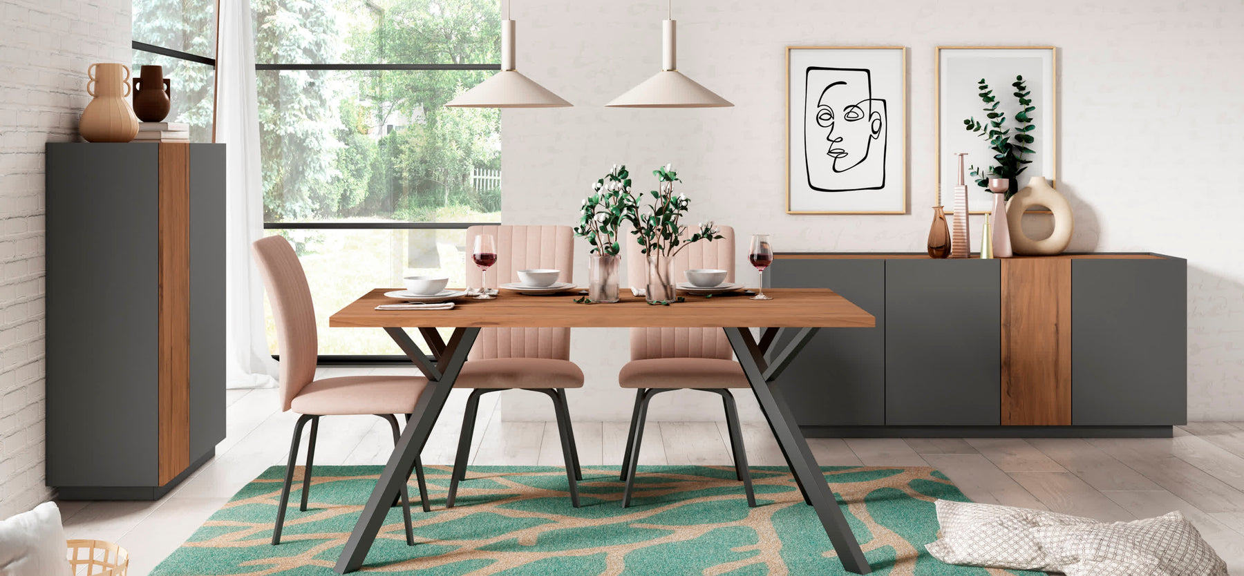 Tavolo rettangolare in legno per 6/8 persone Paola 160x90 cm