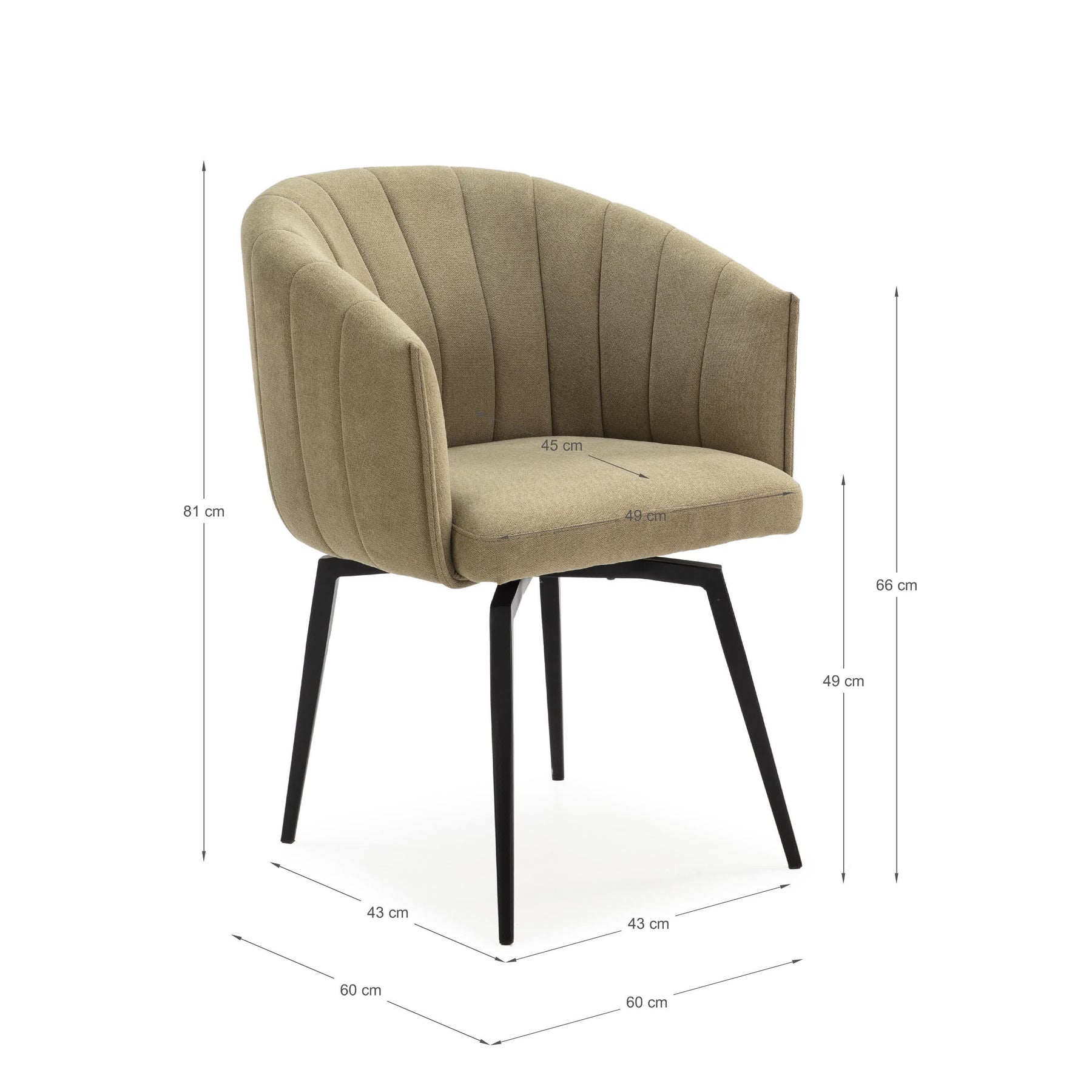 Poltrona con struttura in metallo e gambe Erica 60x60 h81 cm