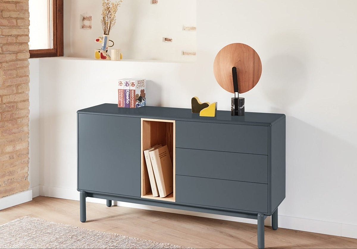 Madia 1 anta 3 cassetti in legno massello Corvo di Teulat 140x40 cm