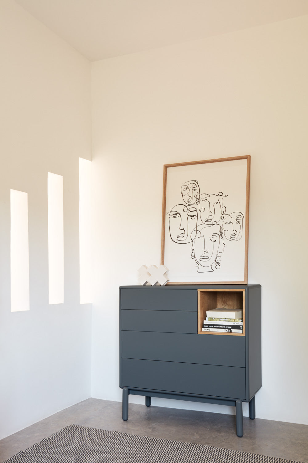 Cassettiera grigio antracite 4 cassetti Corvo di Teulat 90x40 cm