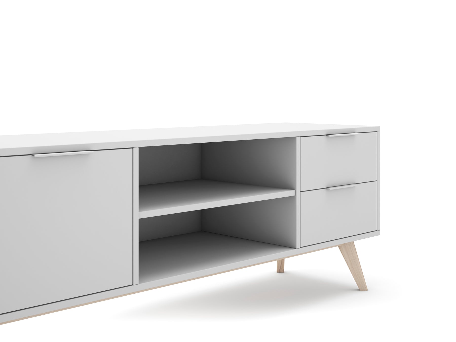 Mobile TV 2 ante e 2 cassetti con ripiani aperti Nordica 180x53 cm