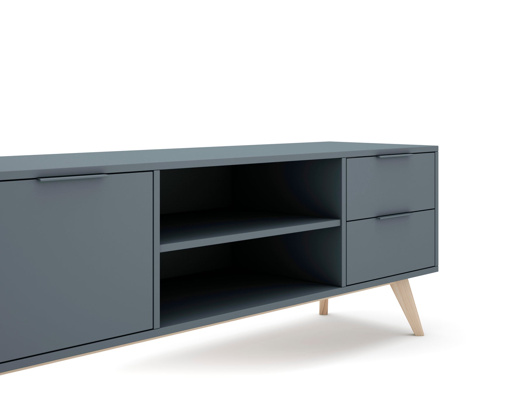 Mobile TV 2 ante e 2 cassetti con ripiani aperti Nordica 180x53 cm