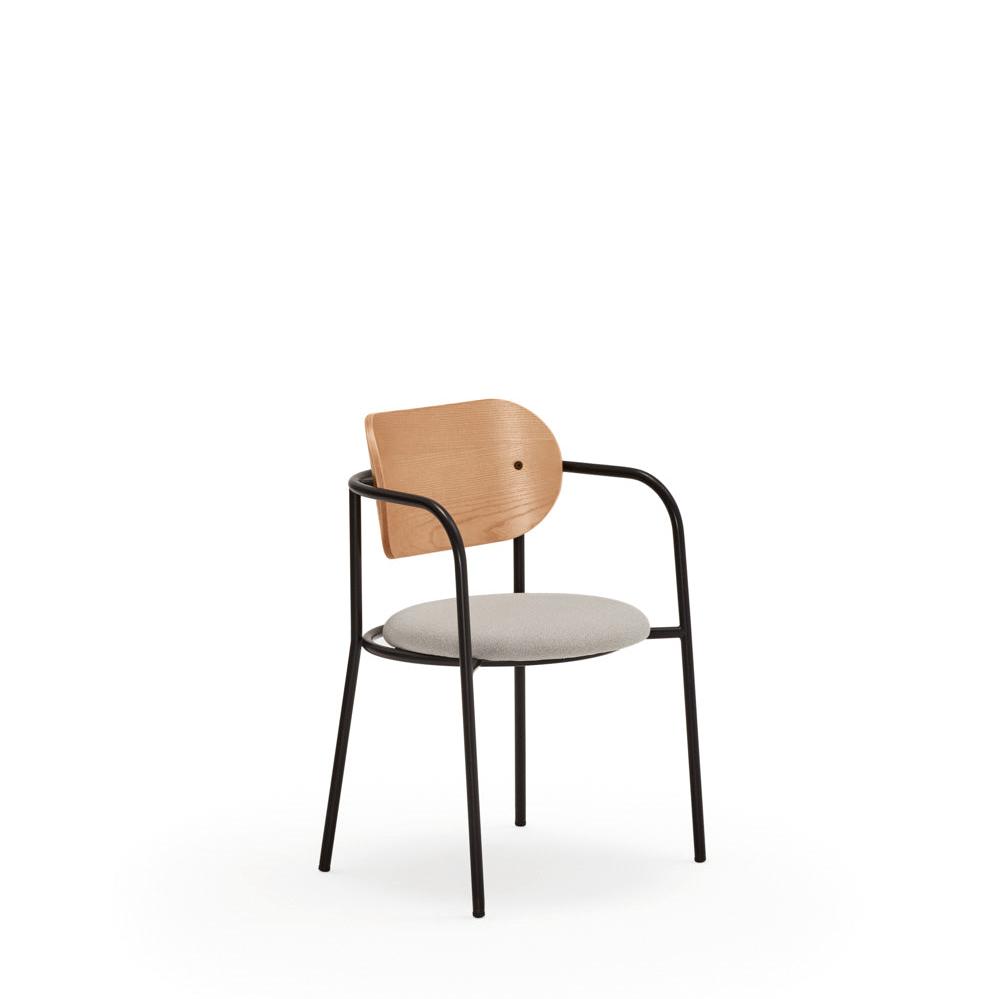Sedia in legno e metallo nero con cuscino Eclipse di Teulat 55x50 h47 cm