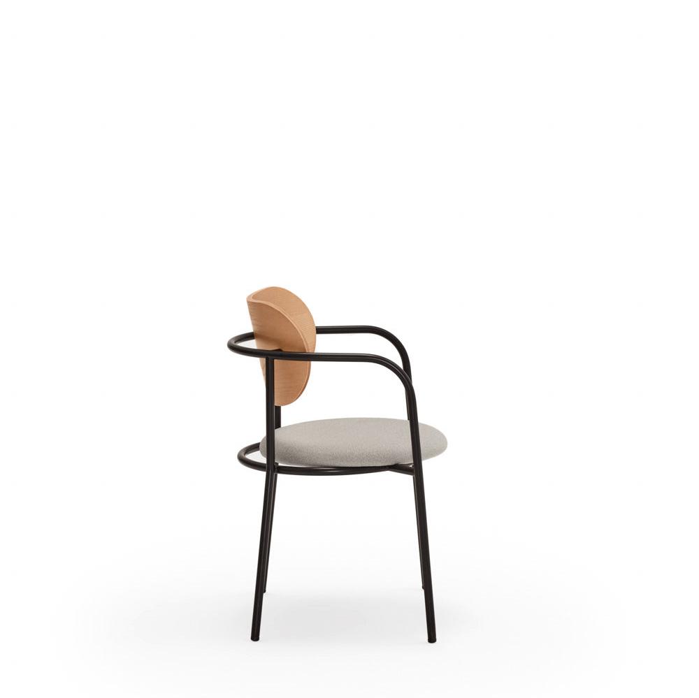 Sedia in legno e metallo nero con cuscino Eclipse di Teulat 55x50 h47 cm