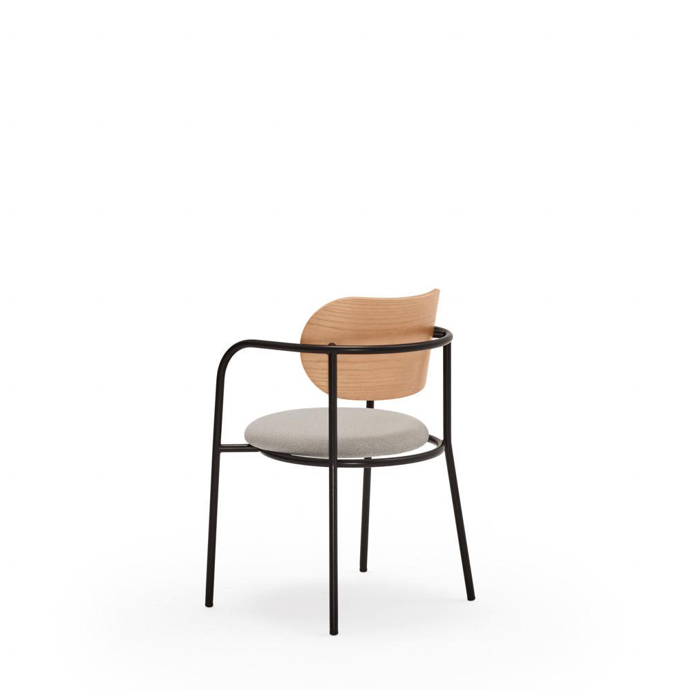 Sedia in legno e metallo nero con cuscino Eclipse di Teulat 55x50 h47 cm