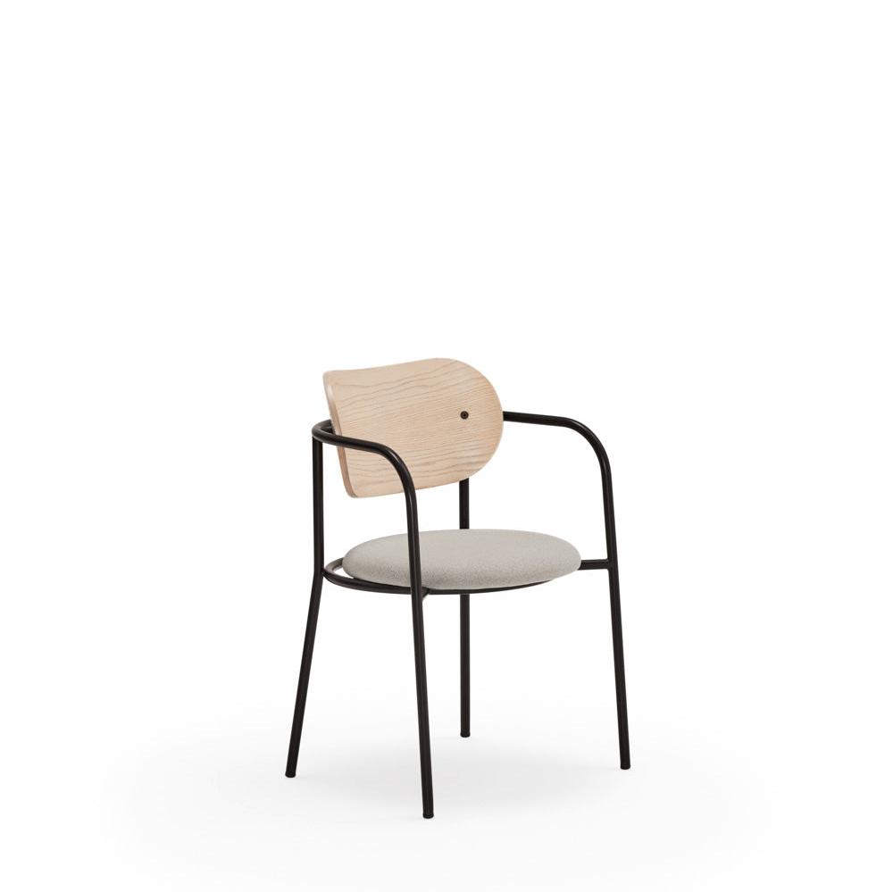 Sedia in legno e metallo nero con cuscino Eclipse di Teulat 55x50 h47 cm