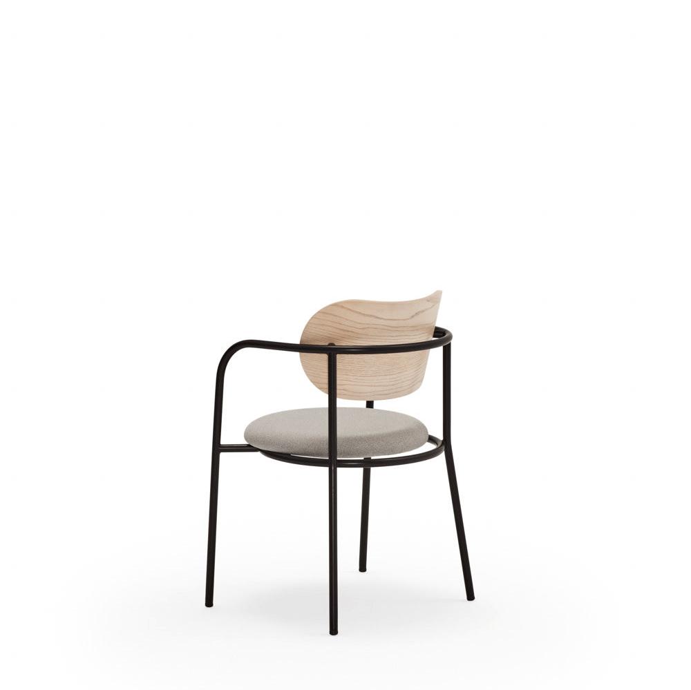 Sedia in legno e metallo nero con cuscino Eclipse di Teulat 55x50 h47 cm