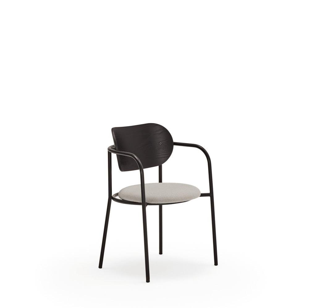 Sedia in legno e metallo nero con cuscino Eclipse di Teulat 55x50 h47 cm