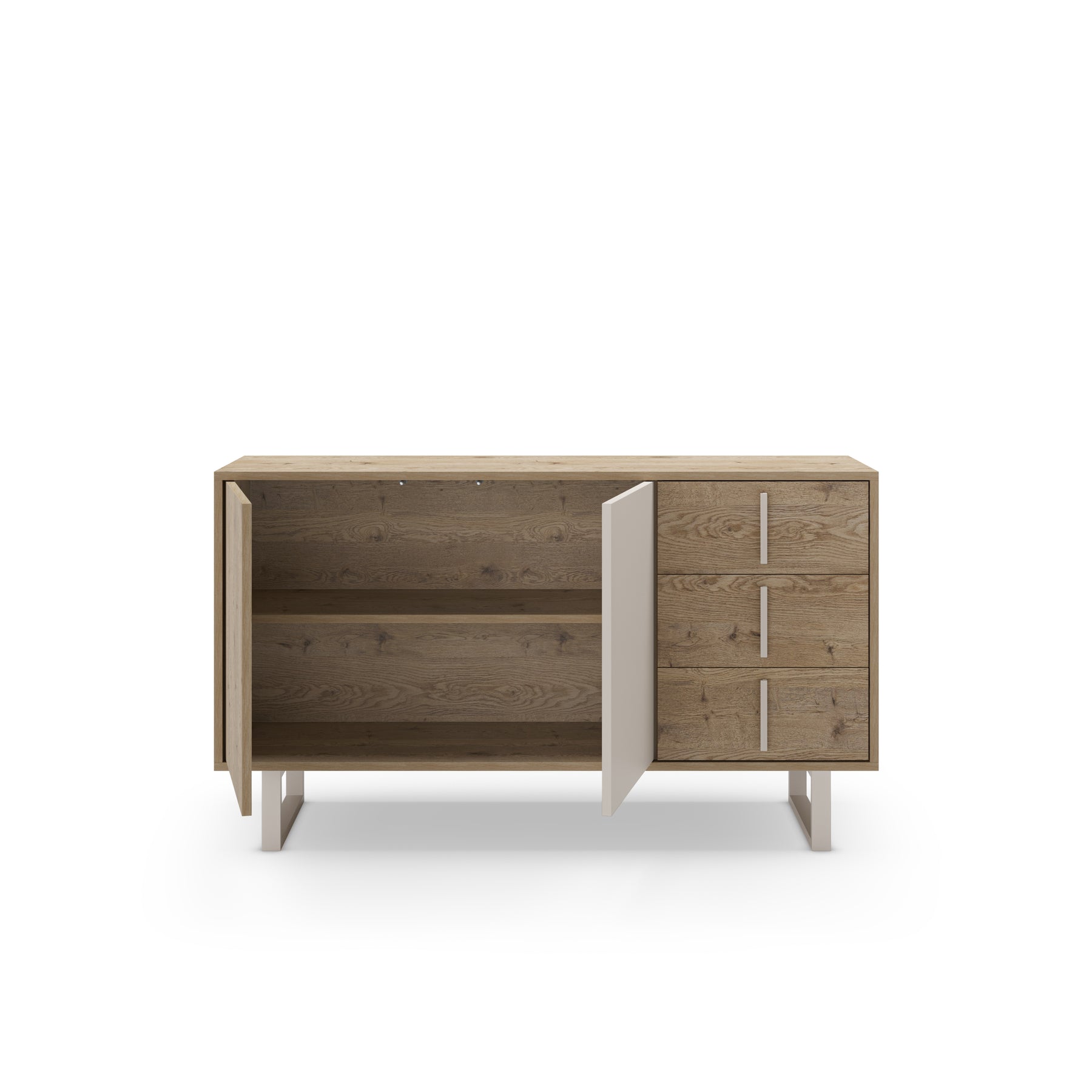 Madia 2 ante 3 cassetti rovere/grigio Molly 140x80 cm