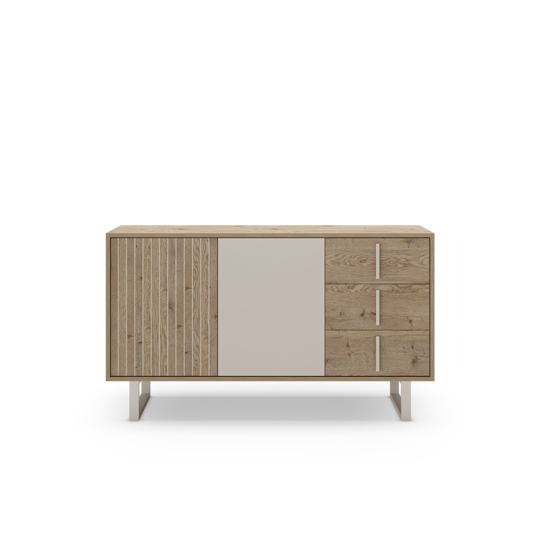 Madia 2 ante 3 cassetti rovere/grigio Molly 140x80 cm