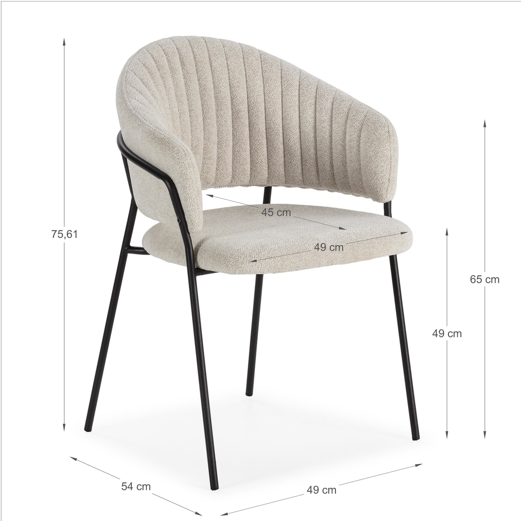 Set di 2 sedie in tessuto con gambe in metallo Clelia 49x54 h75 cm