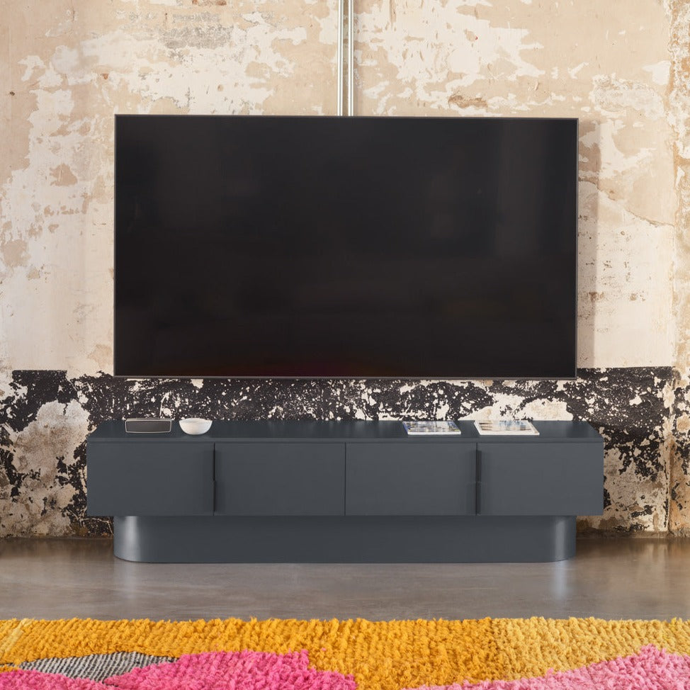 Mobile TV 4 ante laccato grigio antracite Totem 200x45 cm