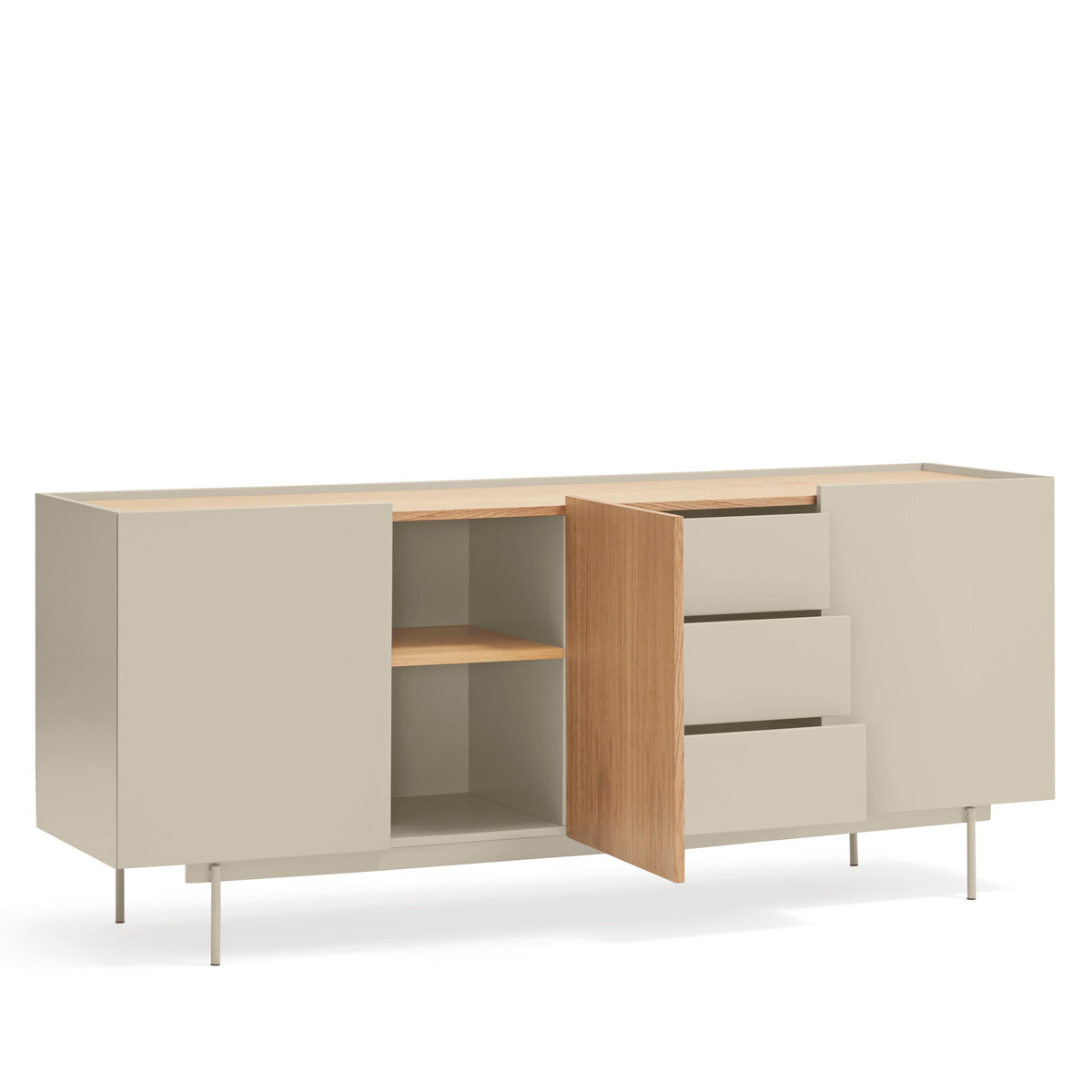 Madia 3 ante 3 cassetti legno rovere e cashmere Otto 180x78 cm