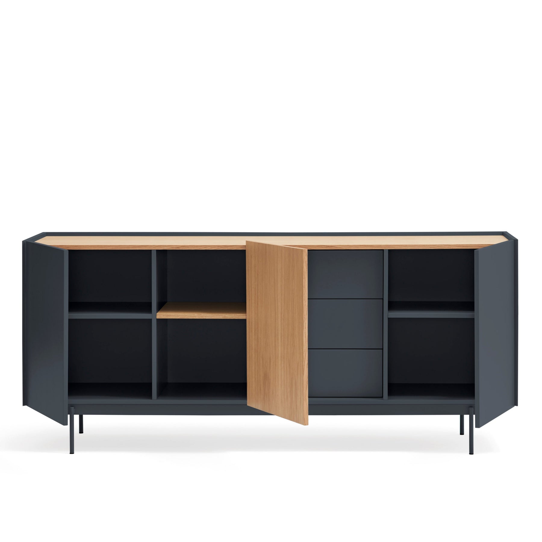 Madia 3 ante 3 cassetti legno rovere e grigio antracite Otto 180x78 cm