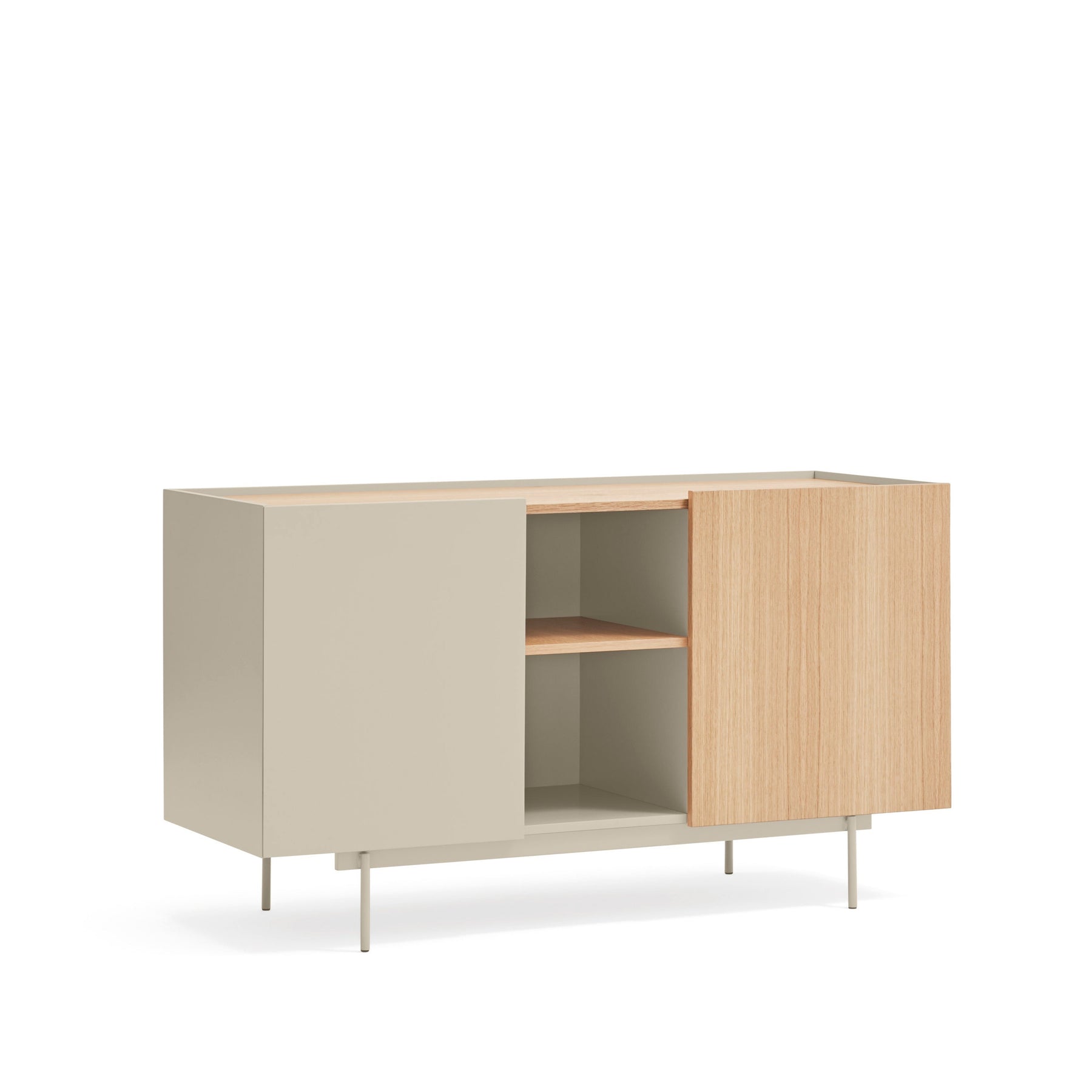 Madia 2 ante 3 cassetti legno rovere e cashmere Otto 135x78 cm