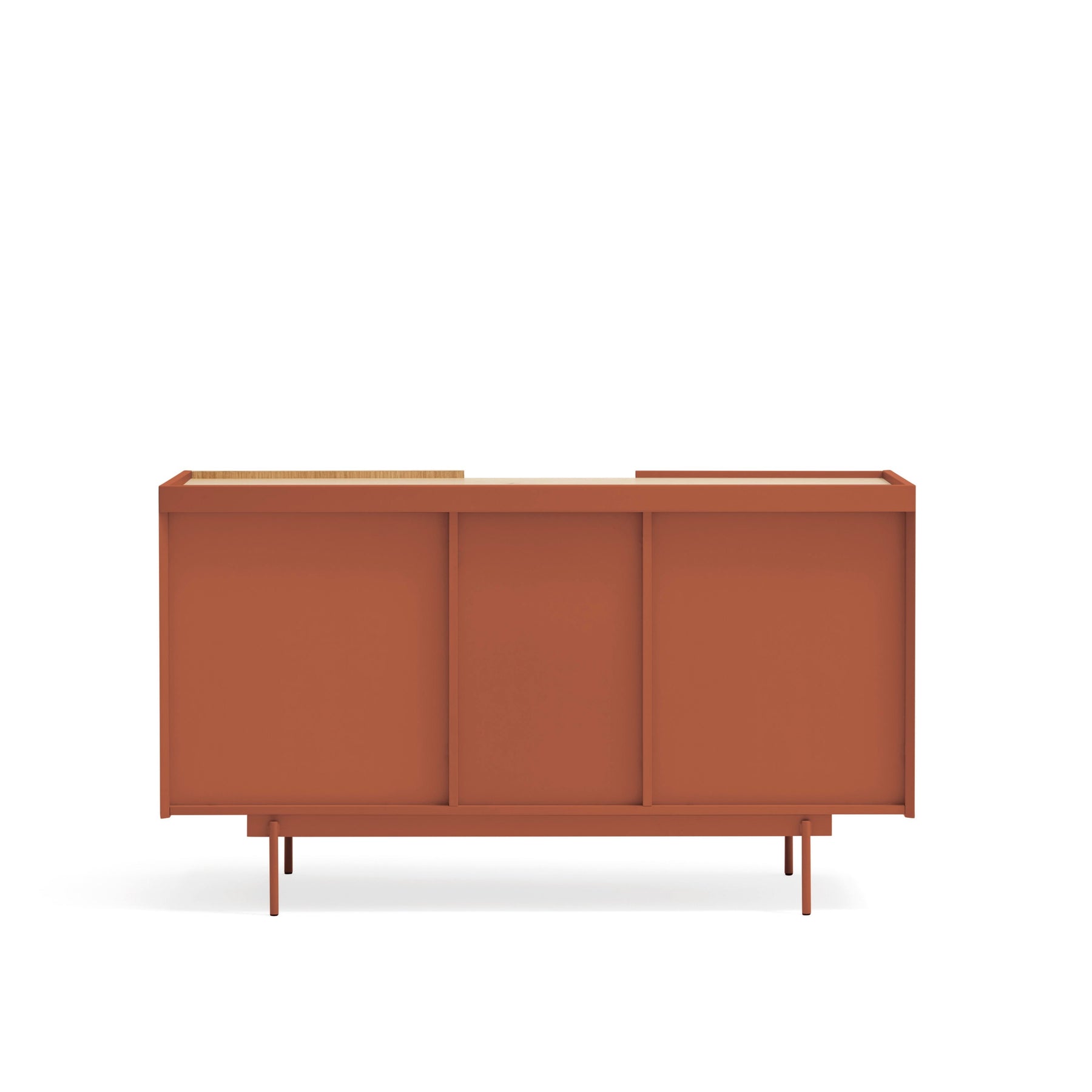Madia 2 ante 3 cassetti legno rovere e terracotta Otto 135x78 cm