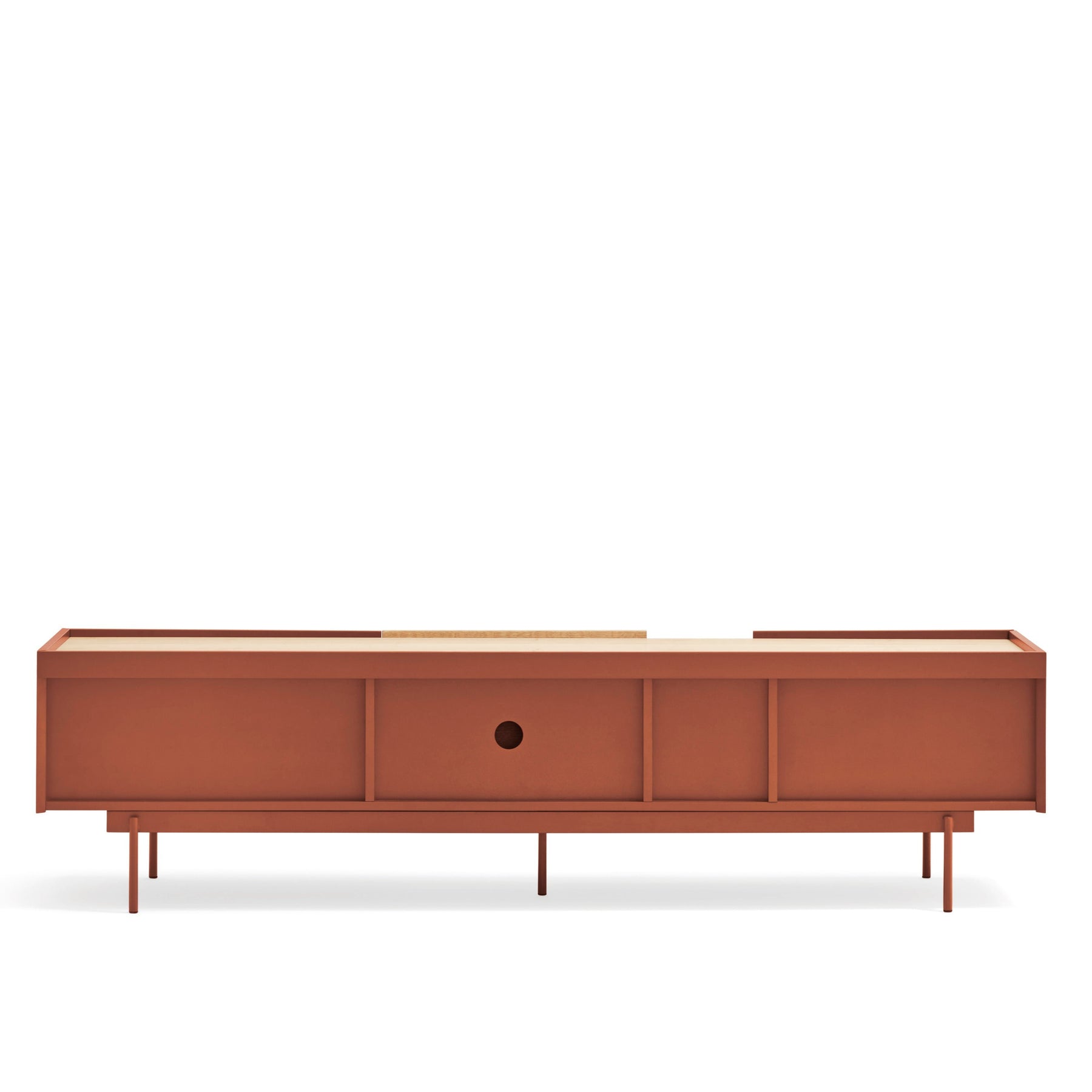 Mobile TV 2 ante 2 cassetti legno rovere e terracotta Otto 180x45 cm