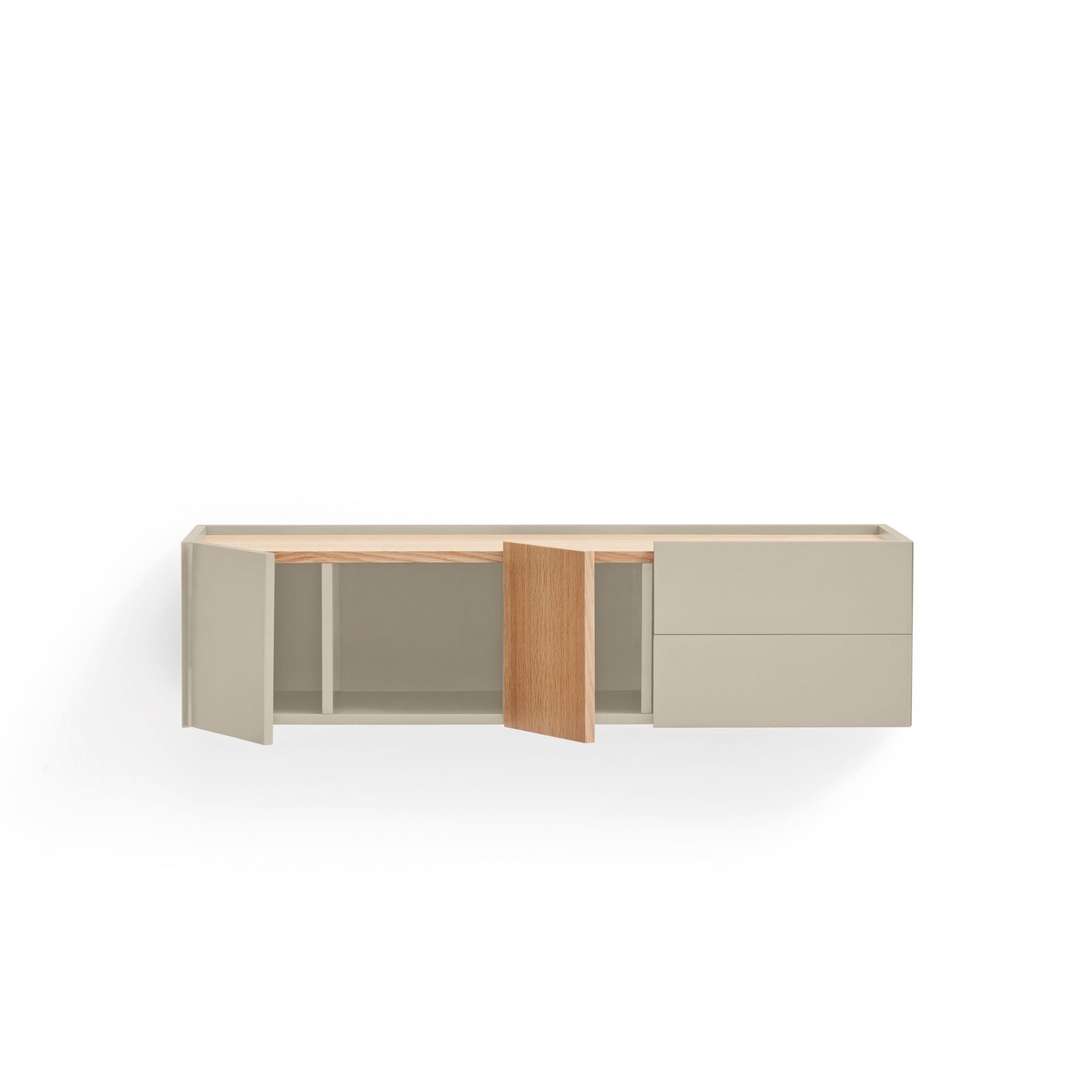 Consolle sospesa legno rovere e cashmere Otto 110x35 cm