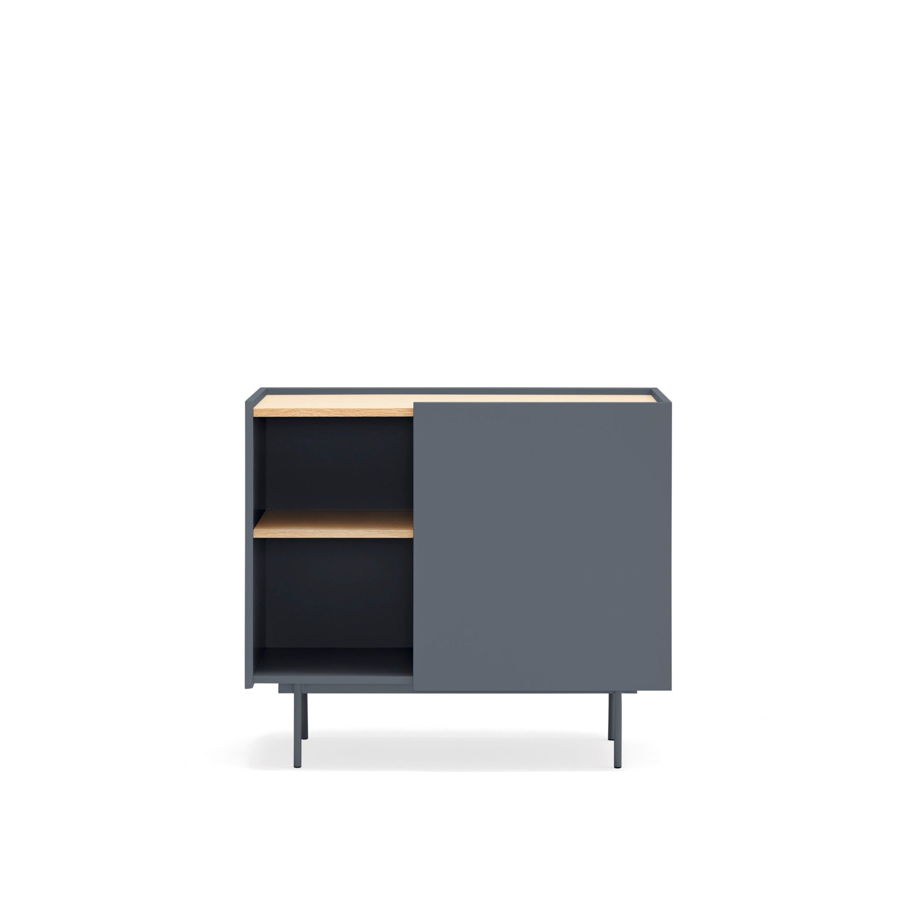 Cassettiera tre cassetti con anta legno rovere e antracite Otto di Teulat 88x78 cm