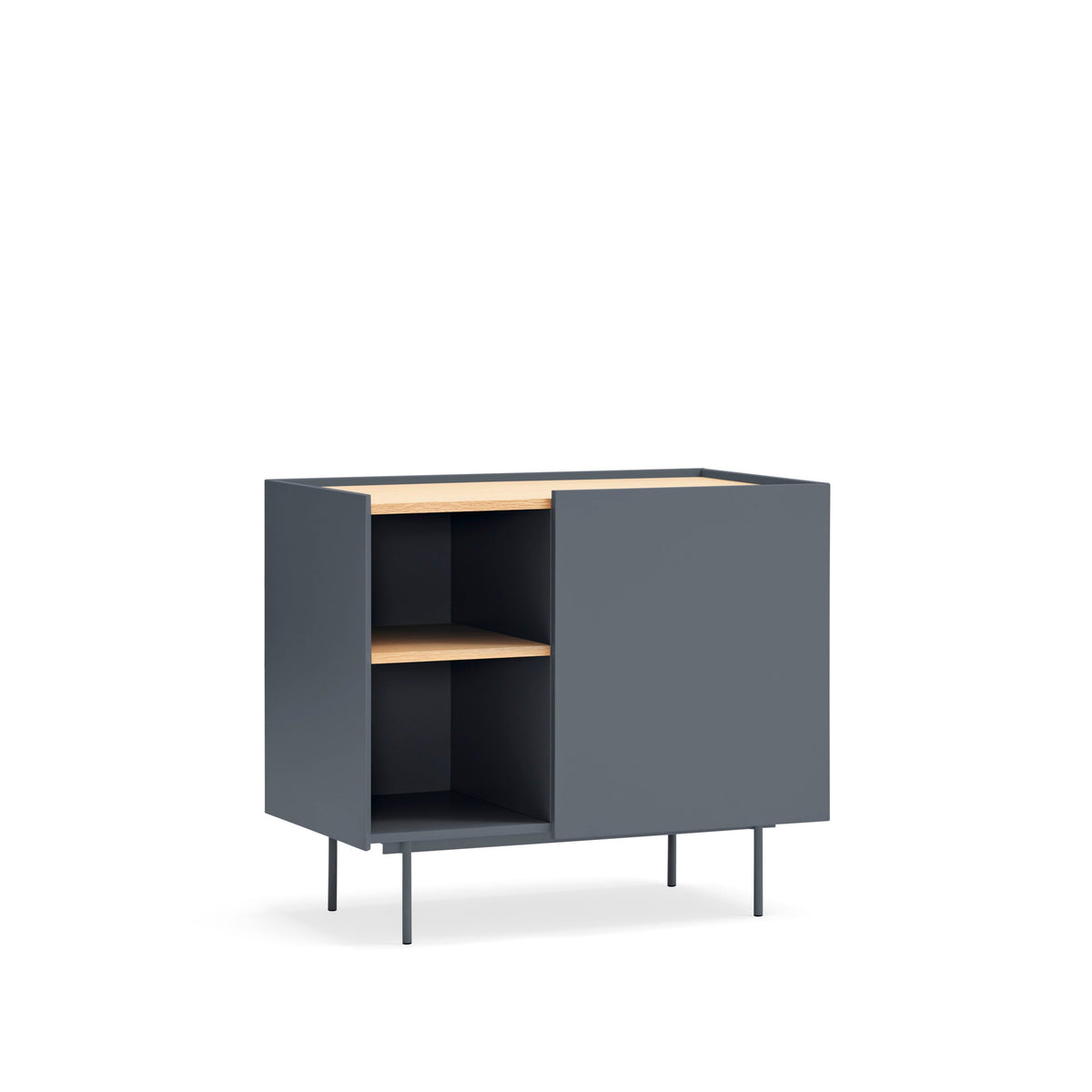 Cassettiera tre cassetti con anta legno rovere e antracite Otto di Teulat 88x78 cm