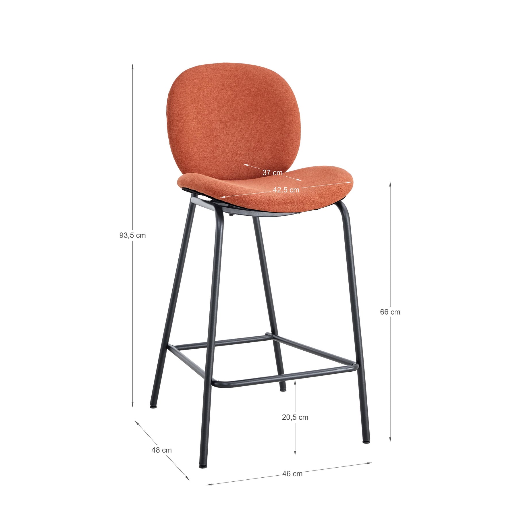 Set di 2 sgabelli in tessuto e struttura in metallo Corinna 46x48 h93 cm