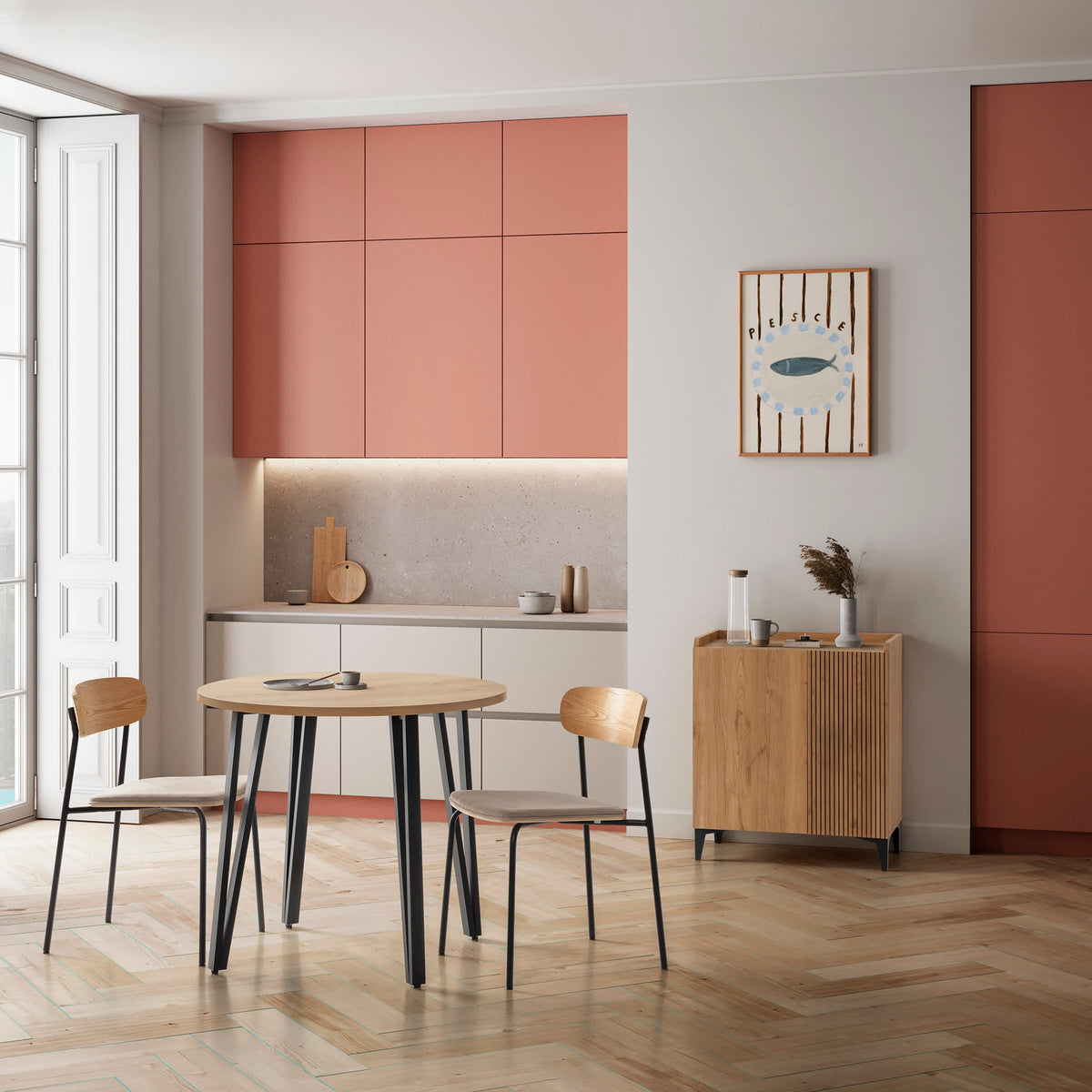 Set di 2 sedie in legno con gambe in metallo Adri 46x52 h78 cm