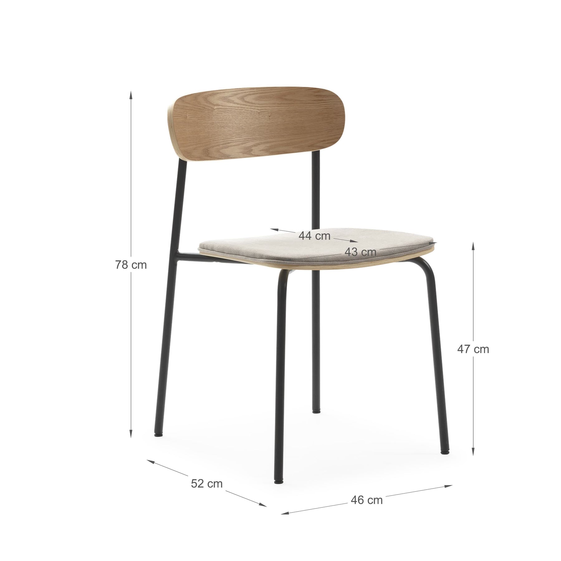Set di 2 sedie in legno con gambe in metallo Adri 46x52 h78 cm