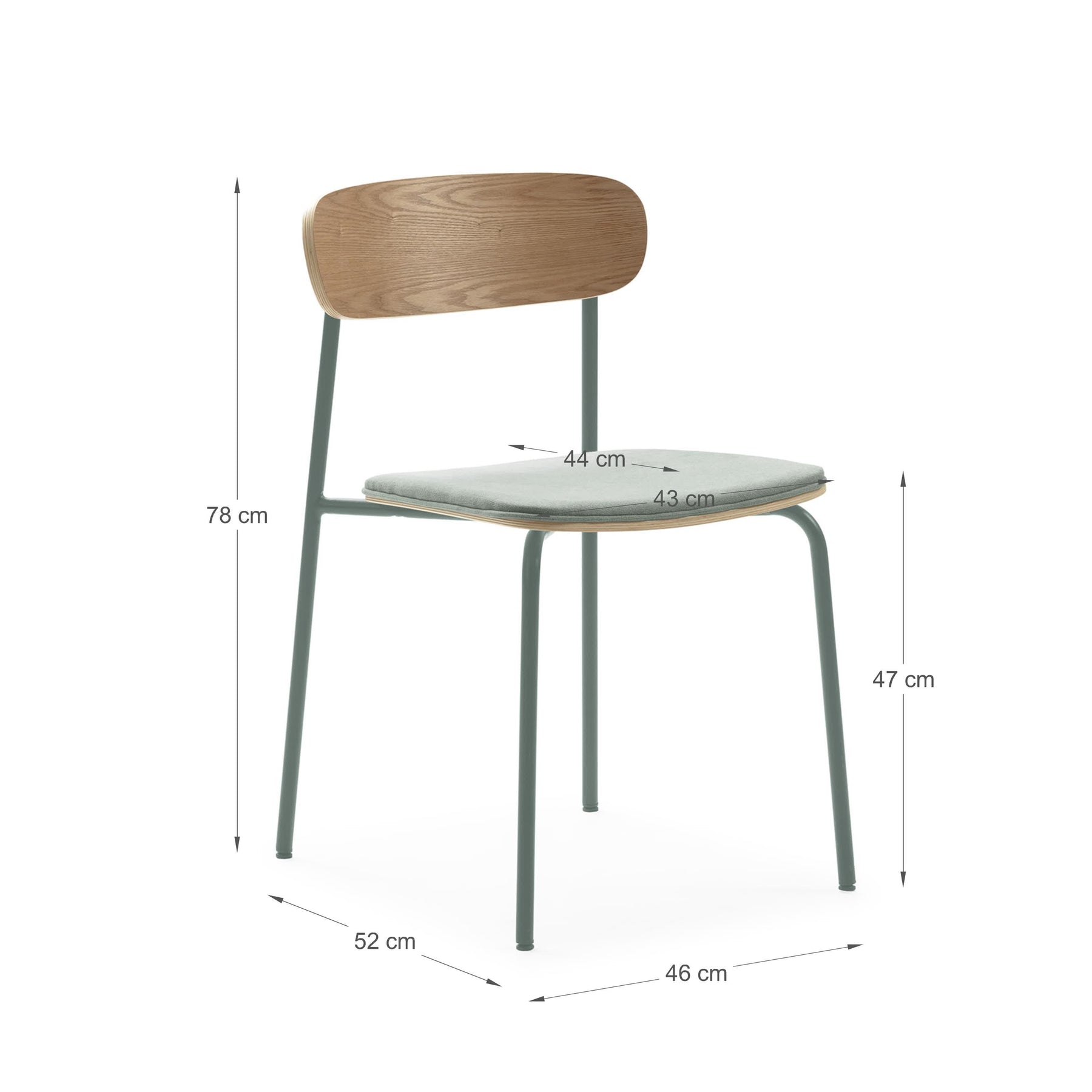 Set di 2 sedie in legno con gambe in metallo Adri 46x52 h78 cm