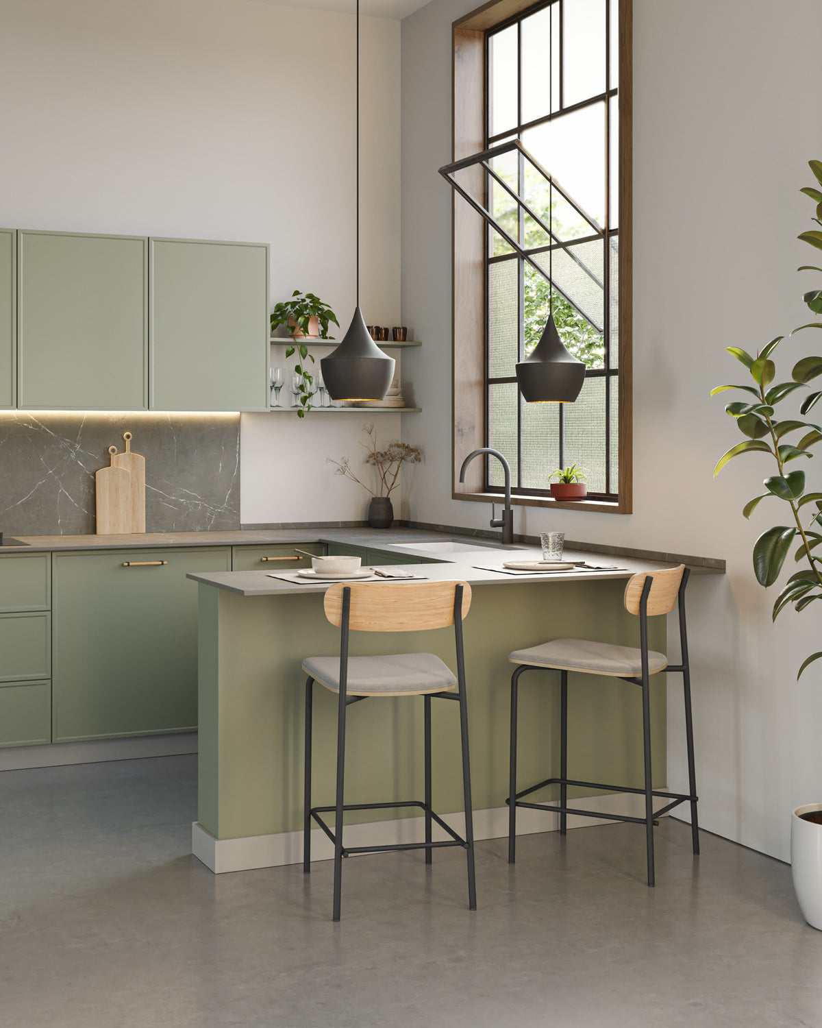 Set di 2 sgabelli in legno con seduta imbottita Adriana 41x48 h94 cm