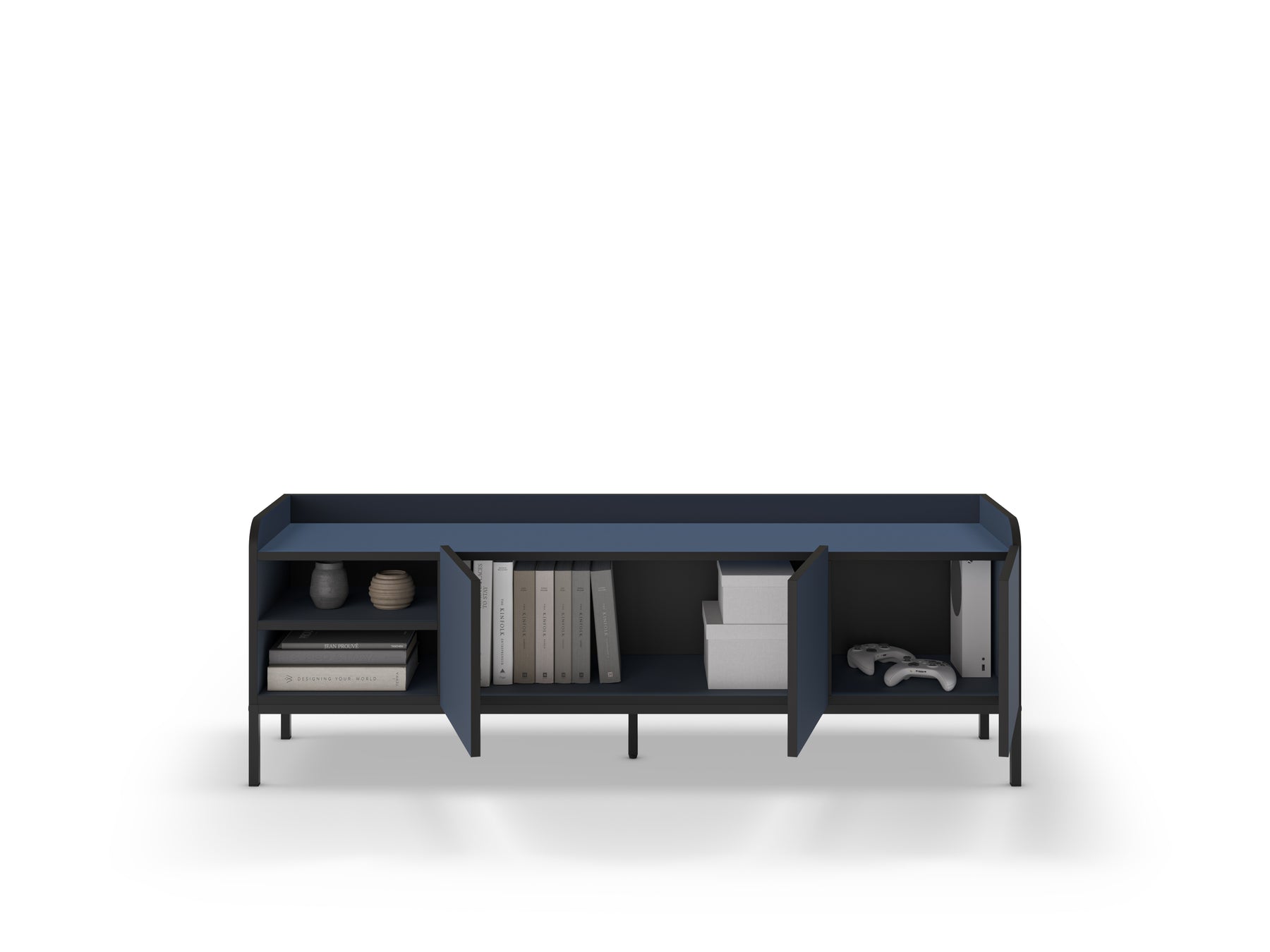 Mobile TV 3 ante con gamba in metallo Audry 160x55 cm