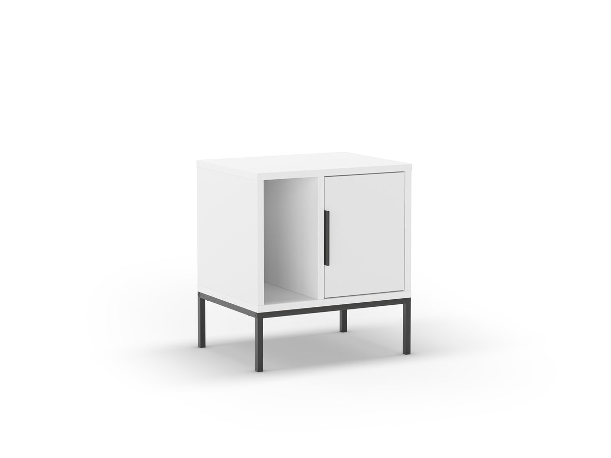 Comodino 1 anta con piede in metallo Tory 35x50 cm