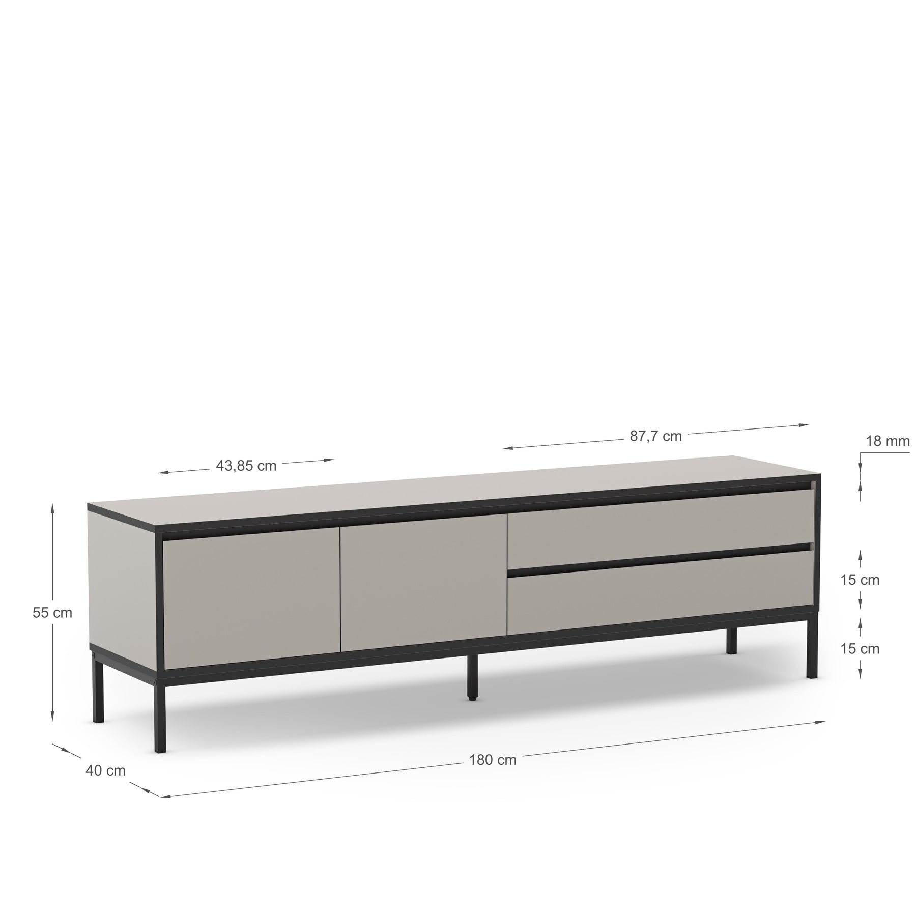 Mobile TV 2 ante 2 cassetti Lory 180x55 cm