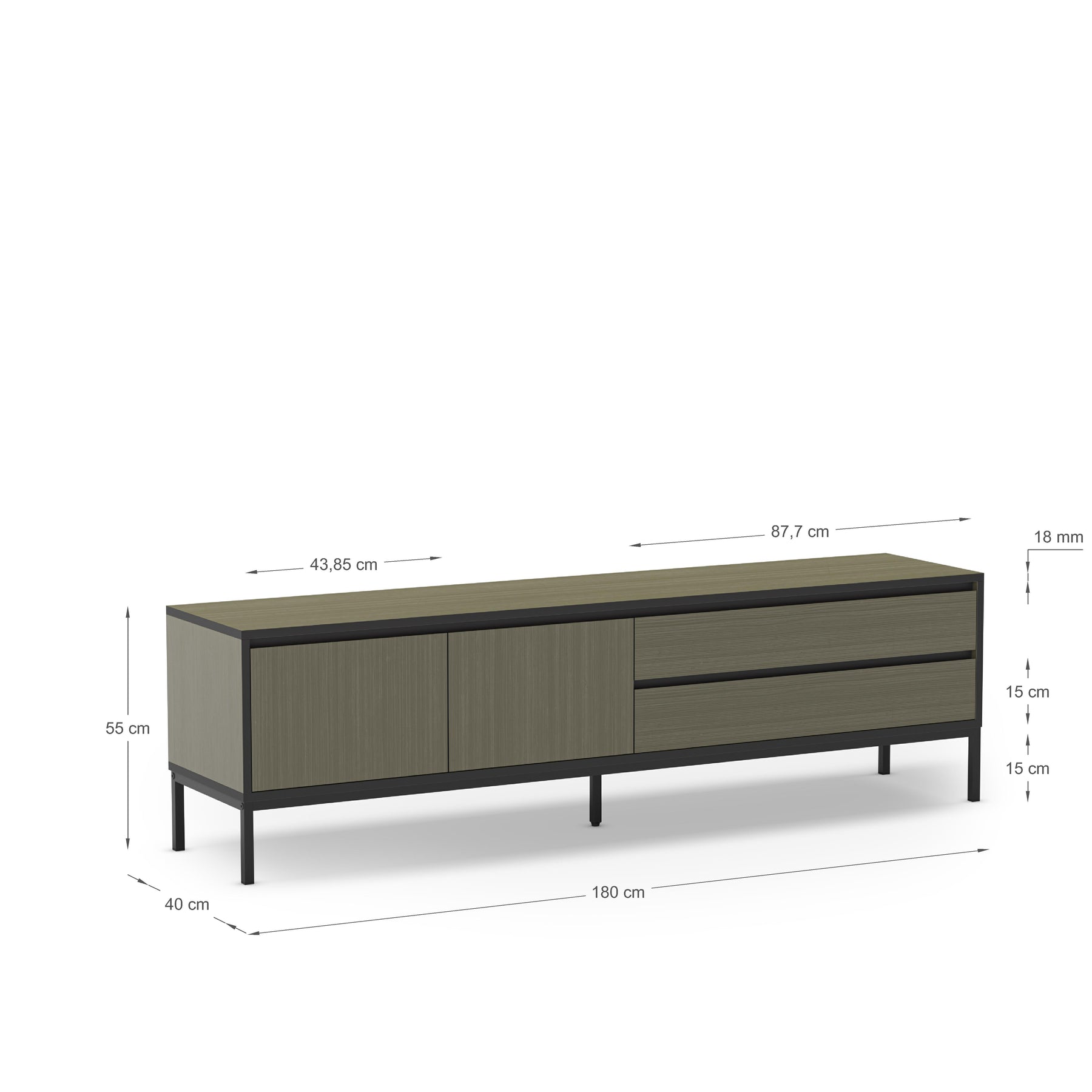 Mobile TV 2 ante 2 cassetti Lory 180x55 cm