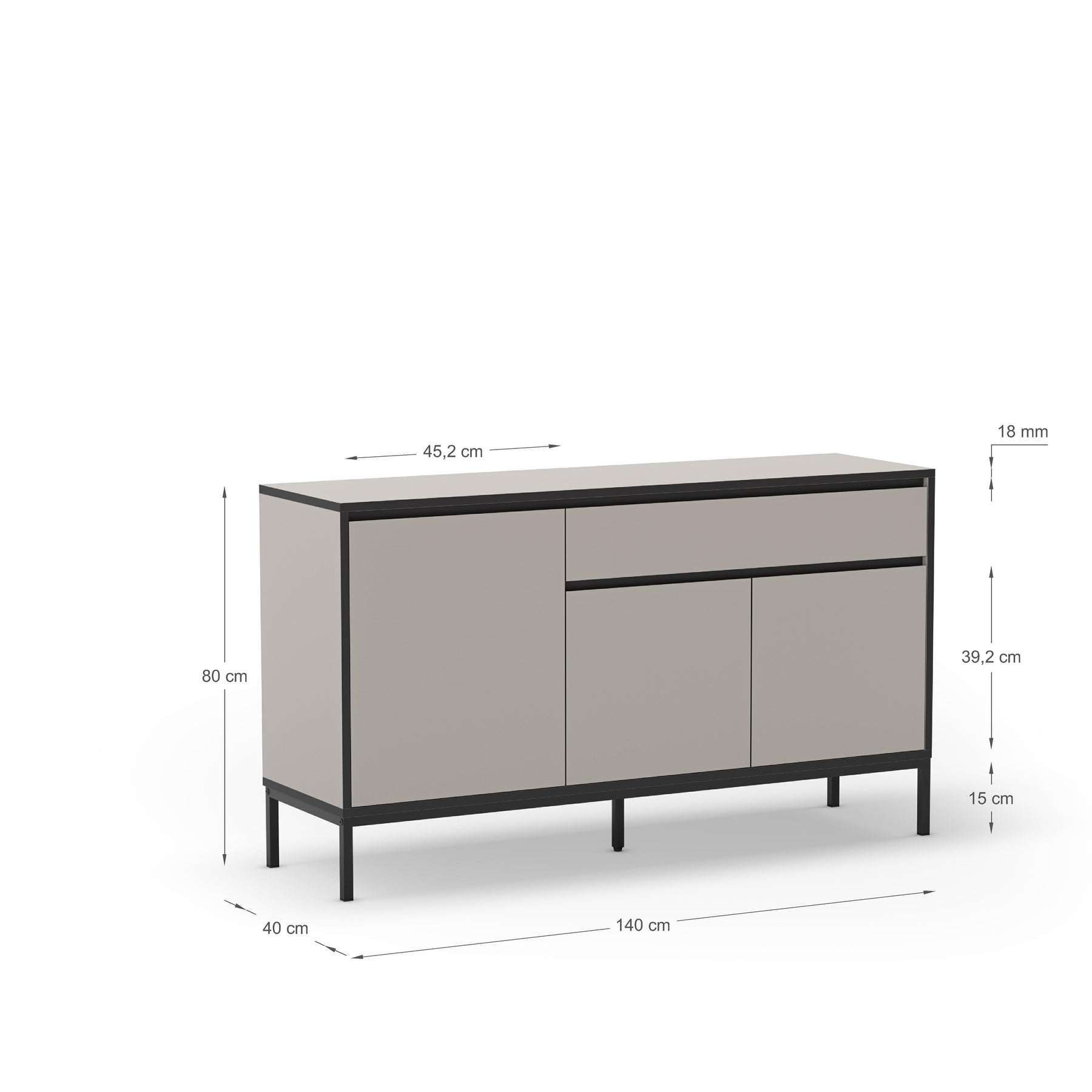 Madia 3 ante 1 cassetto Lory 140x80 cm