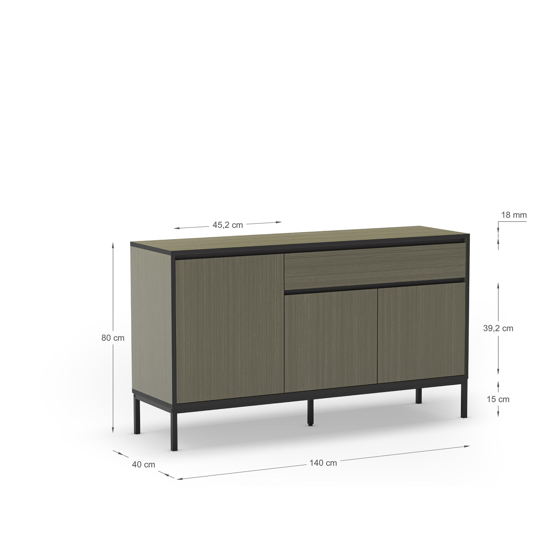 Madia 3 ante 1 cassetto Lory 140x80 cm