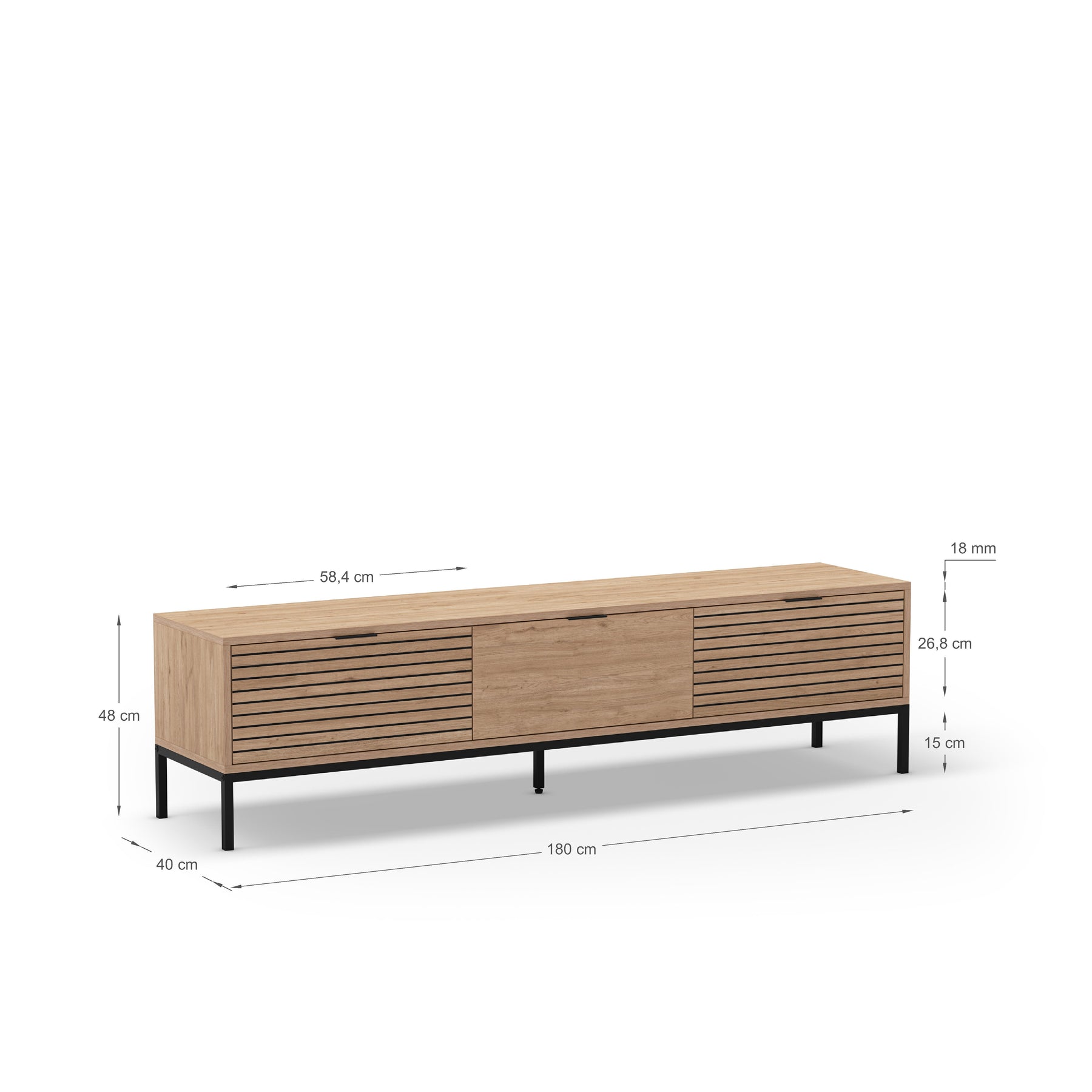 Mobile TV 3 cassetti rovere Ally 180x48 cm