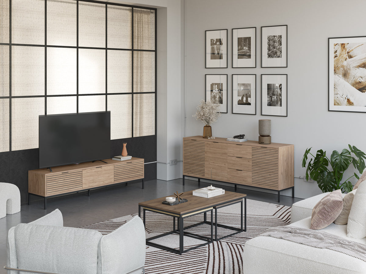 Madia 3 ante 3 cassetti rovere Ally 180x80 cm