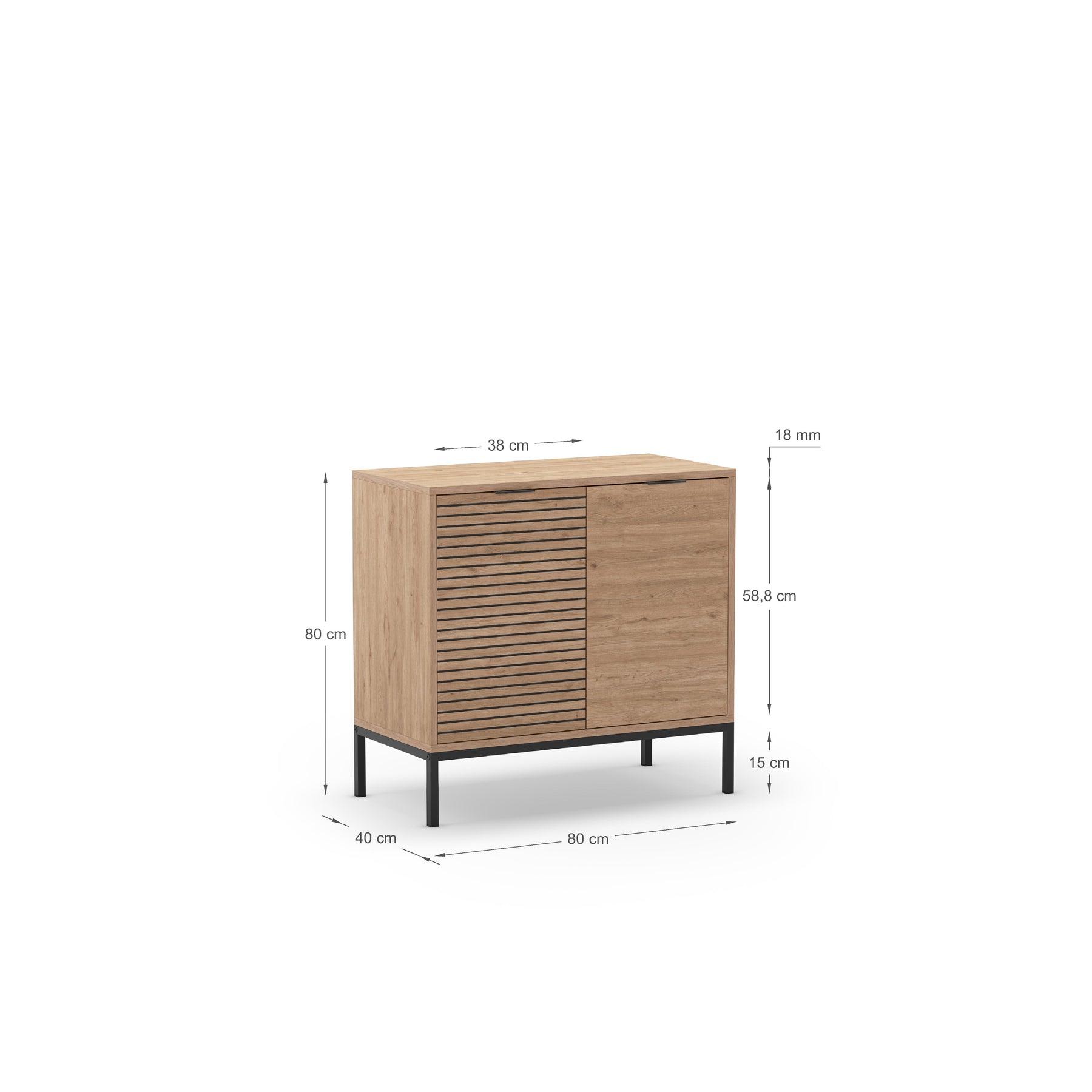 Credenza 2 ante rovere Ally 80x80 cm