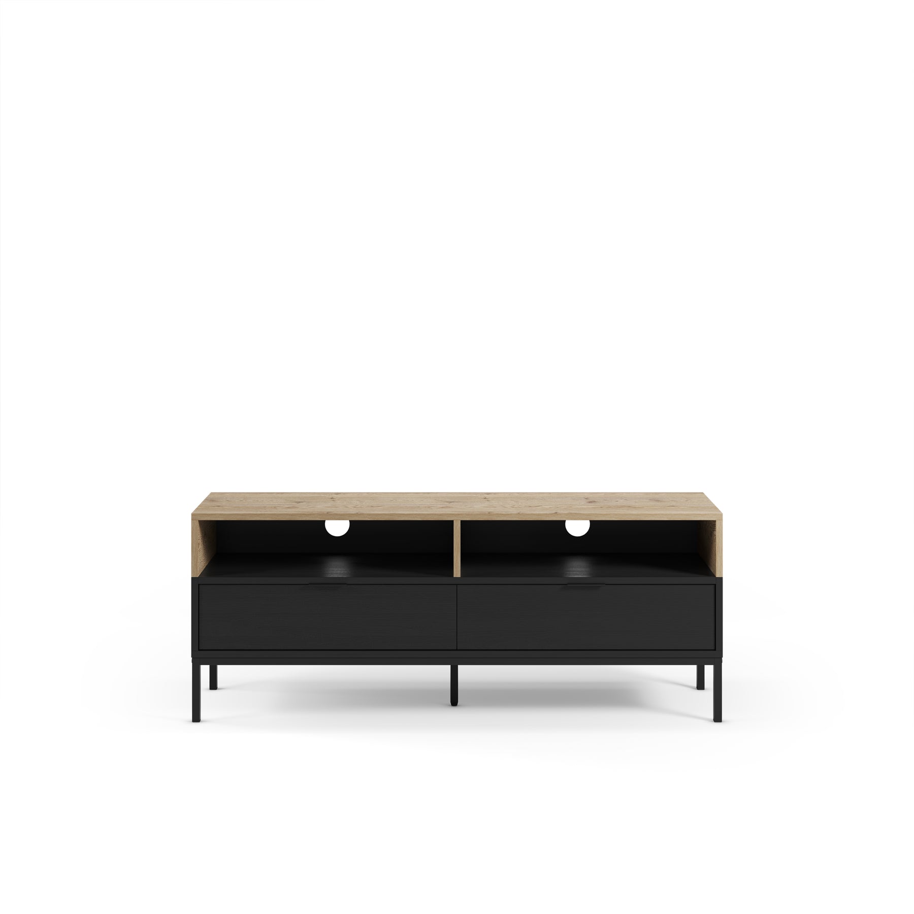 Mobile TV 2 cassetti nero e rovere Maris 140x55 cm