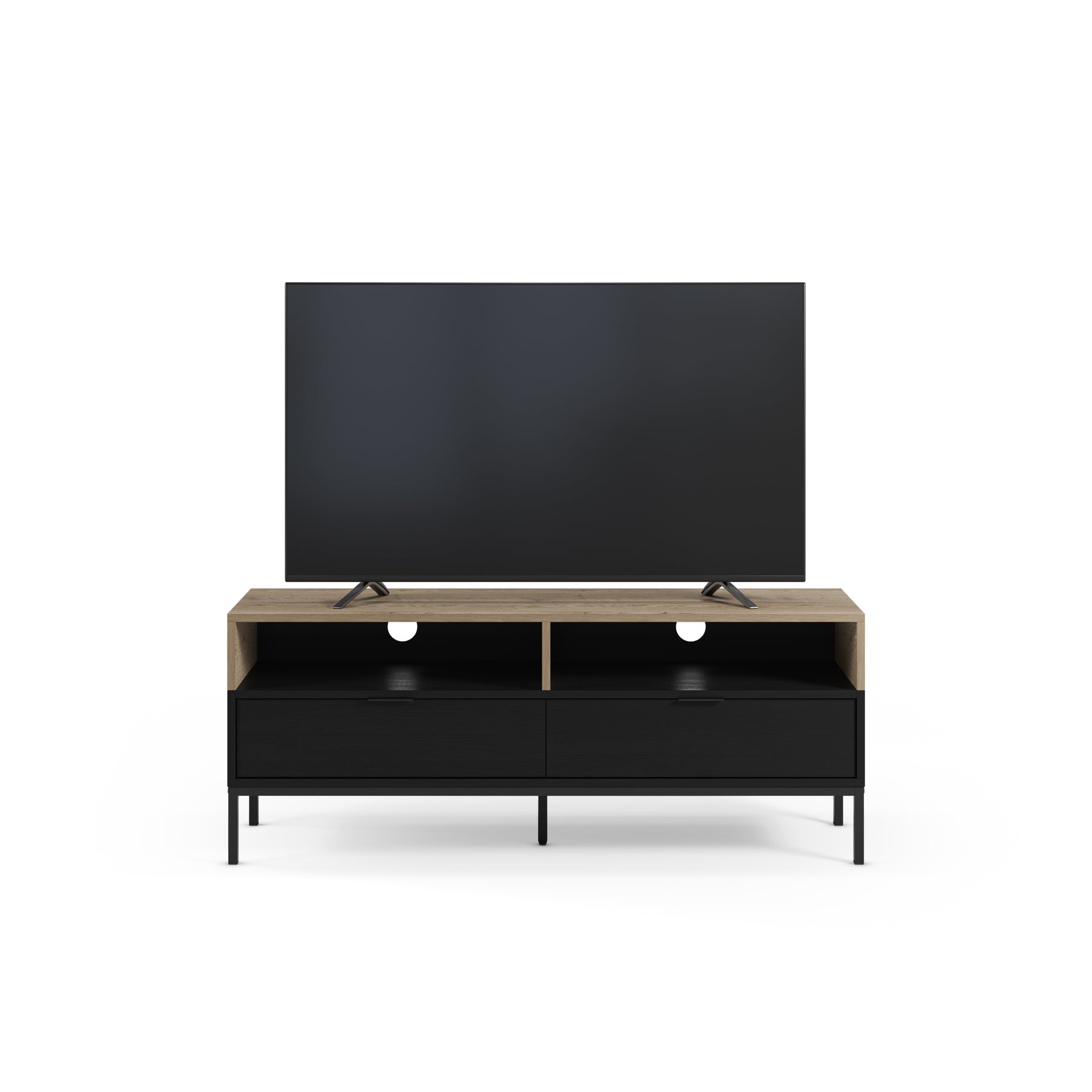 Mobile TV 2 cassetti nero e rovere Maris 140x55 cm