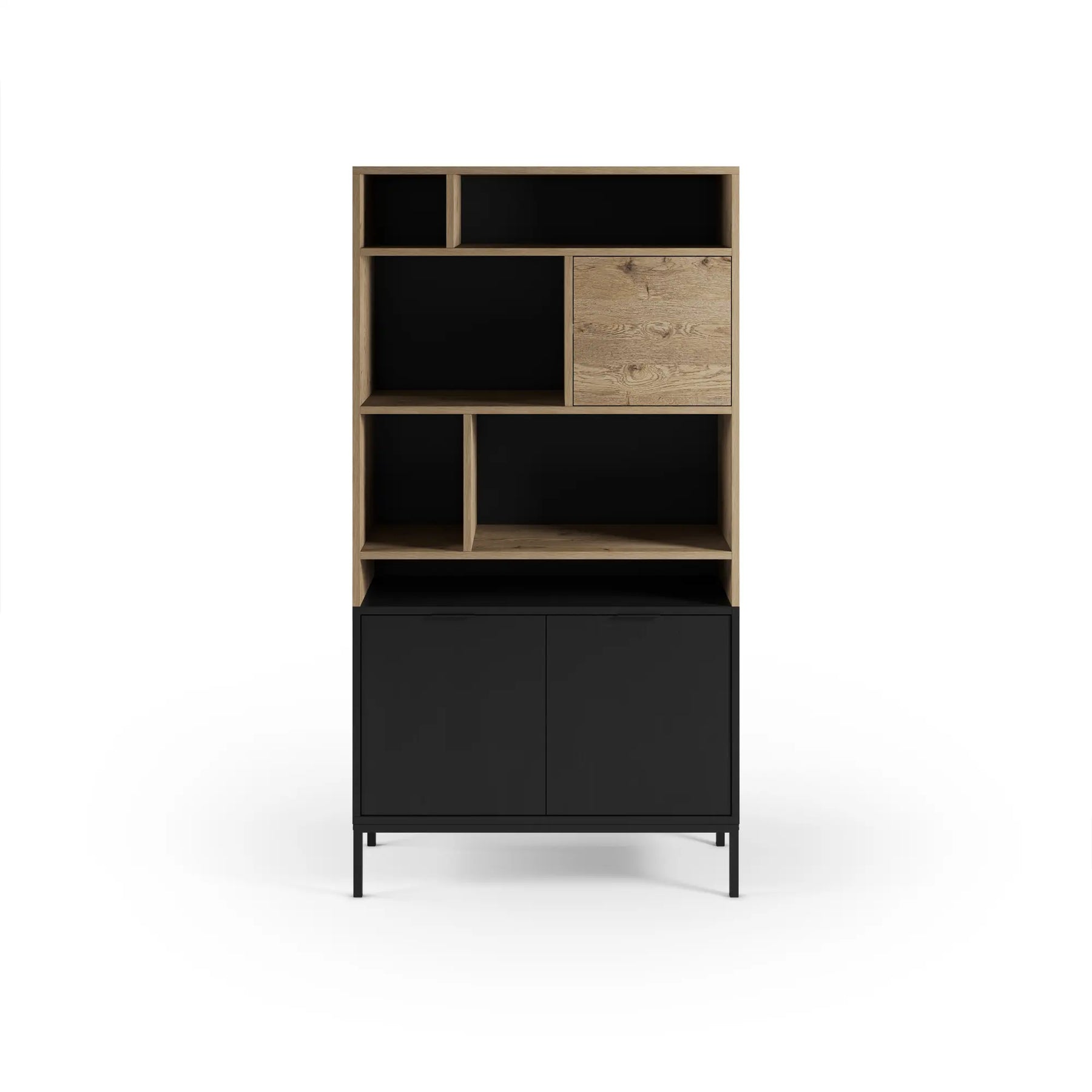 Libreria 3 ante nero e rovere Maris 90x170 cm