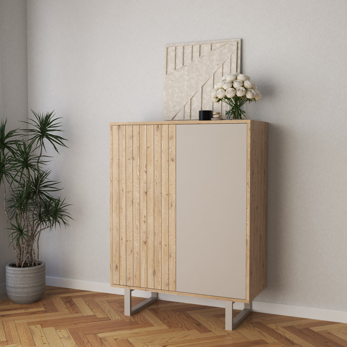 Credenza 2 ante rovere/grigio Molly 90x120 cm